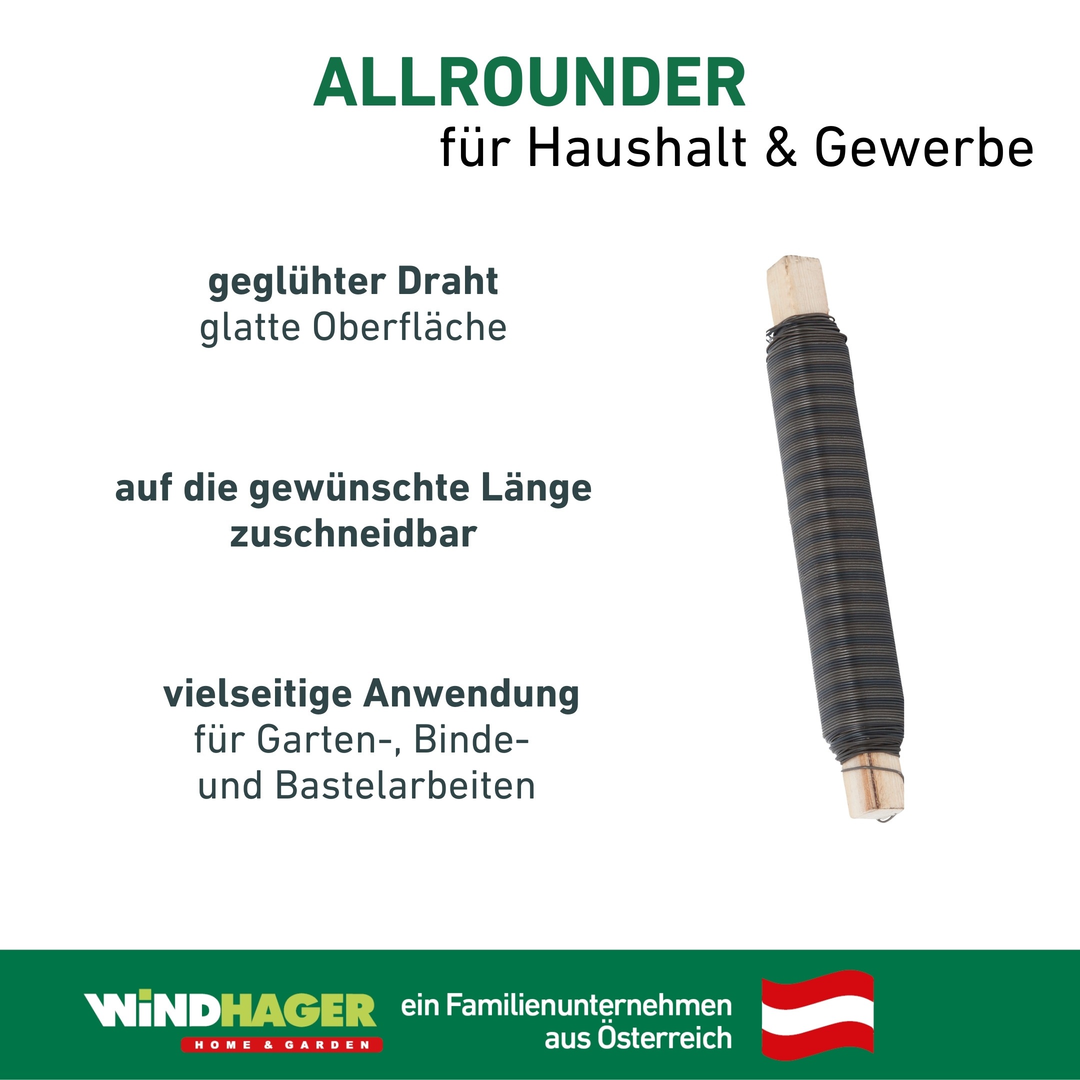 Windhager Pflanzschnur »für Garten-, Binde- und Bastelarbeiten, Floristendraht« 1 Stk. tlg. Blumendraht 0,65 mm x 50 m, schwarz