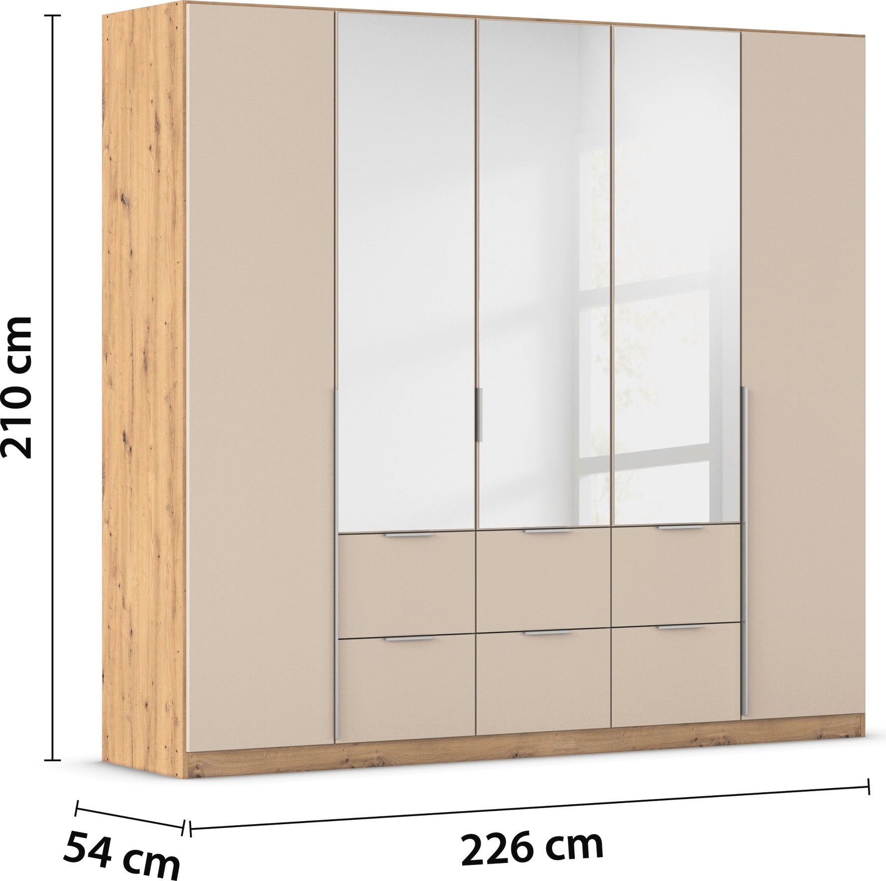 rauch Drehtürenschrank »Kleiderschrank Schrank Garderobe AGORDO mit Dekor- oder Hochglanzfront«, (in zwei Griff-Farben mit Dekor- oder Hochglanzfront), mit Außenschubkästen, in 6 Breiten und 2 Höhen MADE IN GERMANY