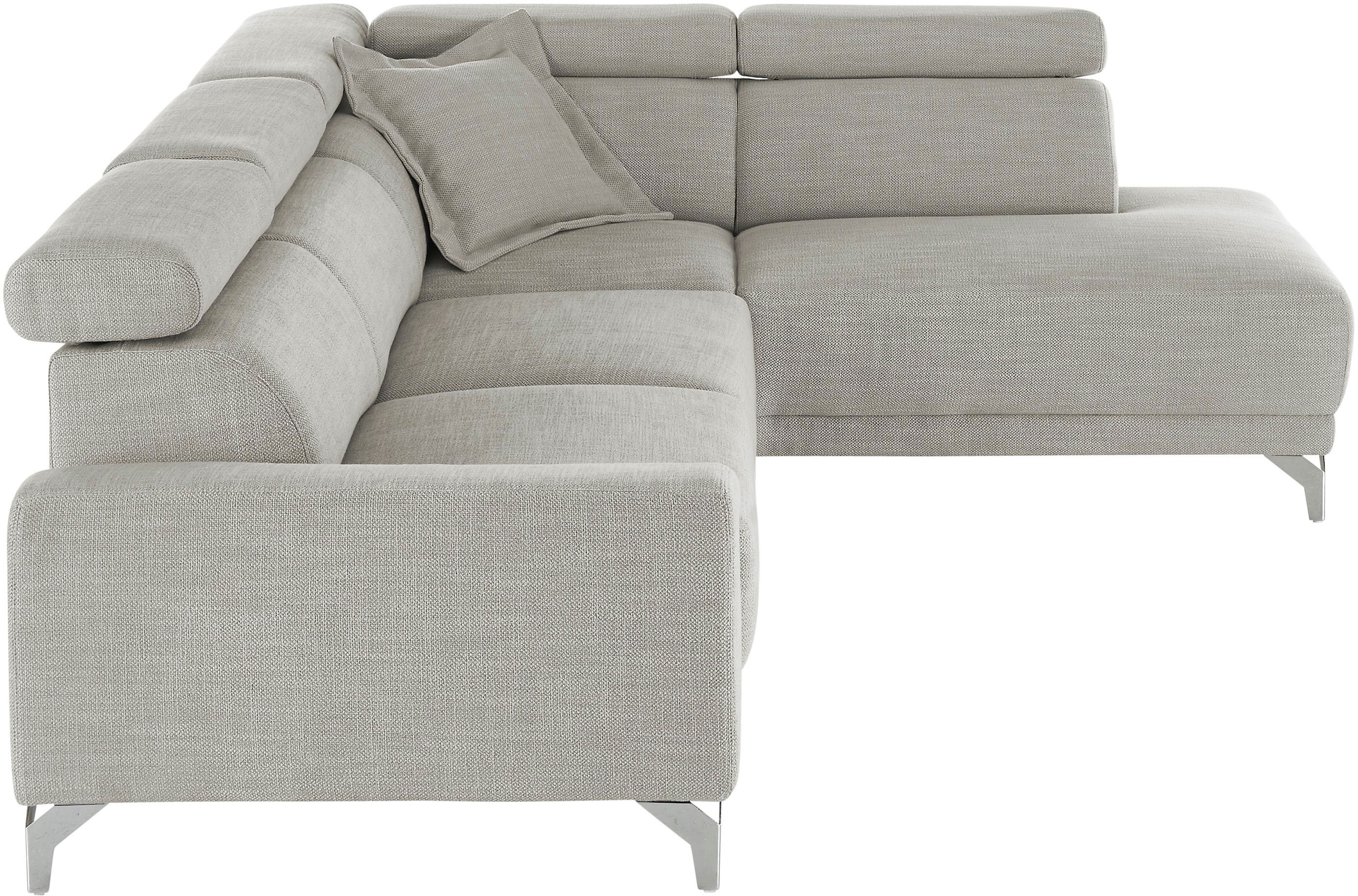 3C Candy Ecksofa »Greve Sofa immer mit manuelle Kopfteilverstellungen, modern, elegant« wahlweise motorischer Sitzvorzug, bequem und zeitlos, L-Form