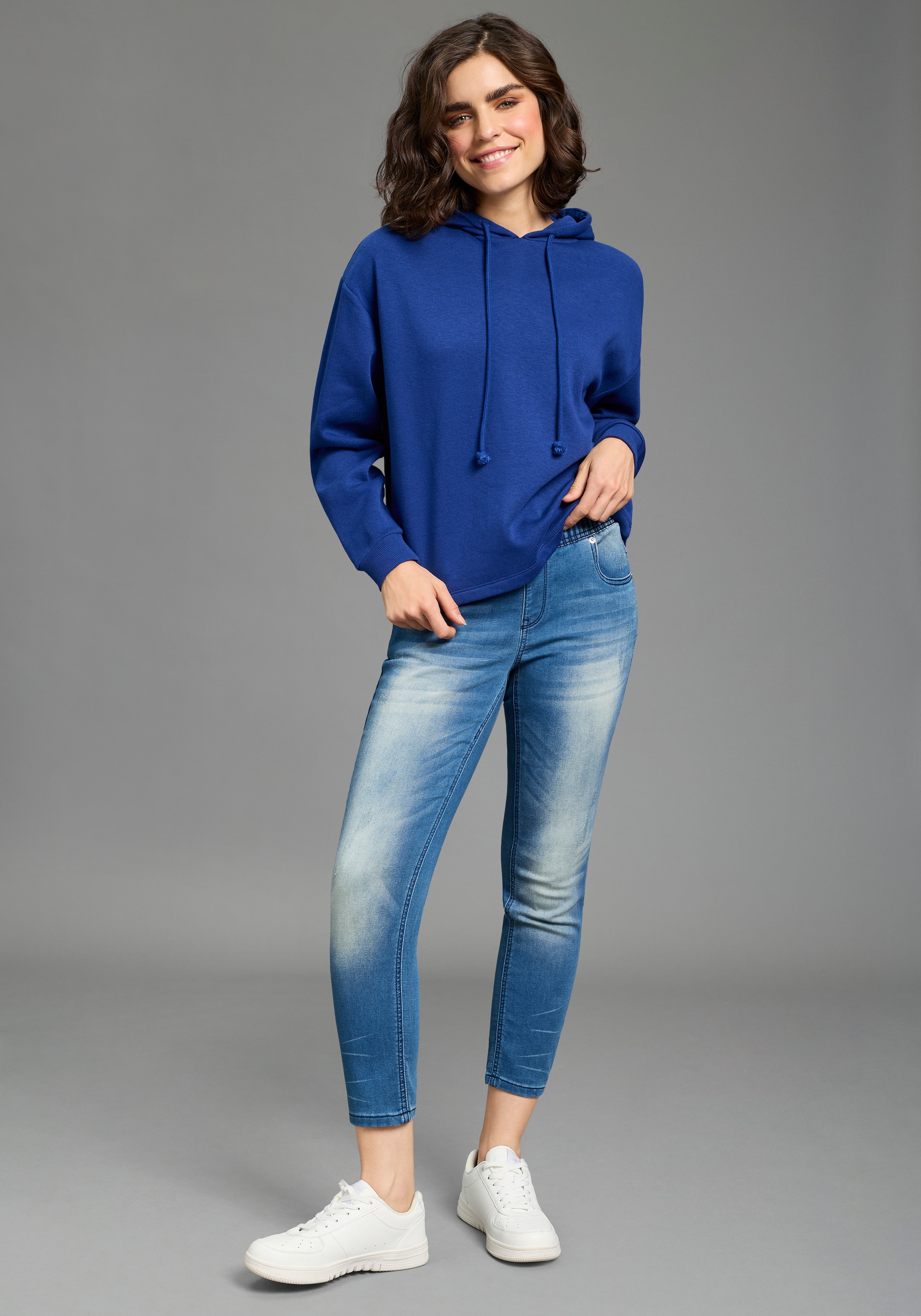 KangaROOS Jogg Pants »7/8 JOGG-DENIM« weites Bein,  mit Used-Waschung,  hohe Leibhöhe,  7/8-Länge