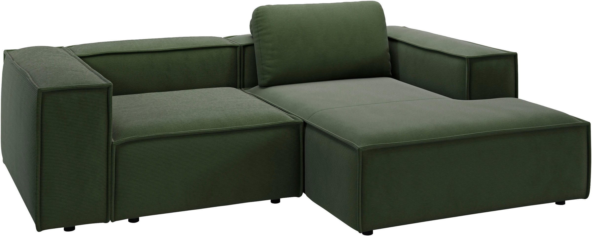 Places of Style Ecksofa »Watertown, kompakte L-Form, 246 cm breite für kleinere Räume«, modernes Ecksofa mit Feincordbezug, platzsparend & bequem