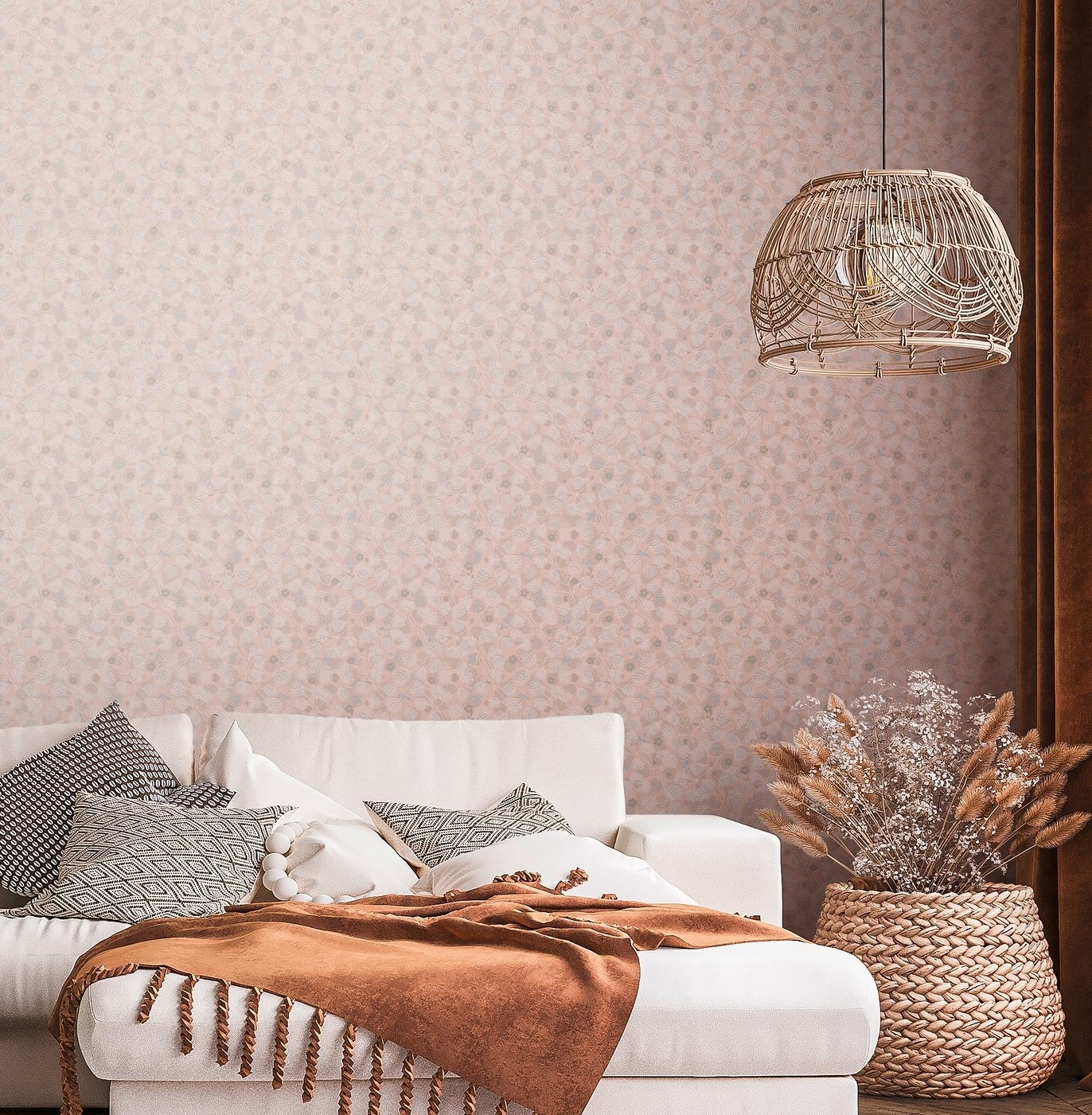 living walls Vliestapete »Metropolitan Stories. Travel Styles. Tapete Floral«, matt-gemustert-neutral, Blumen-Tapete mit Blümchen Skandinavisch Blätter Tapeten Wohnzimmer