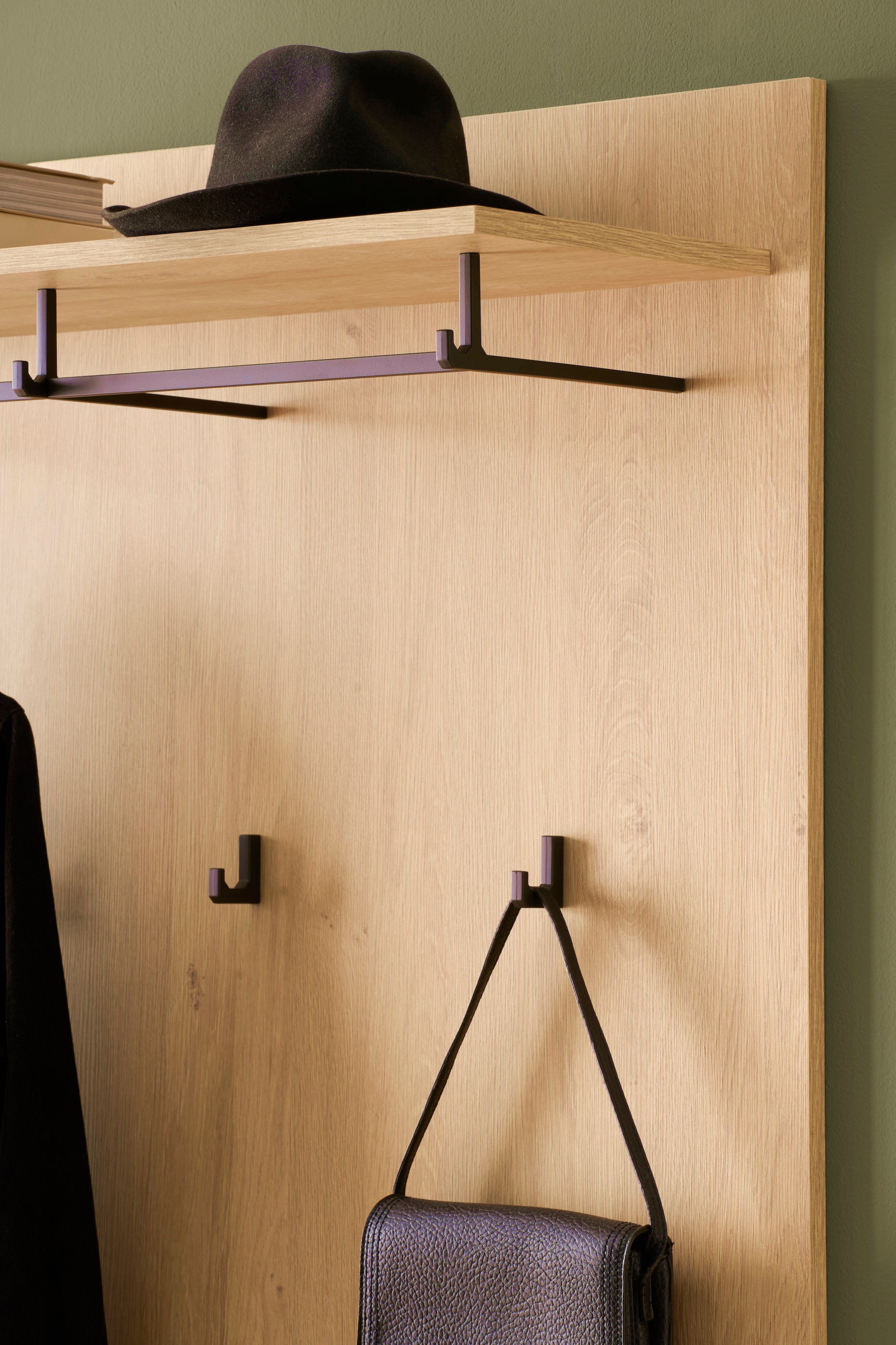 Home affaire Garderobenpaneel »Lund, Flurgarderobe, Wandregal mit Hutablage, Kleiderstange & Haken« vielseitig einsetzbar, modern, 90 cm breit