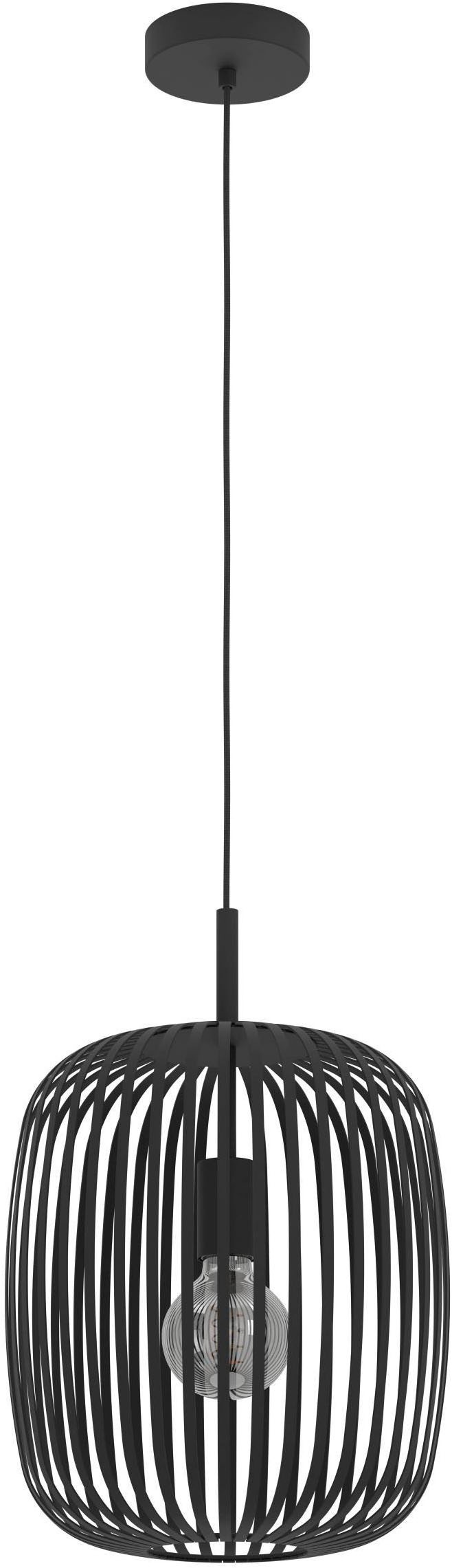 EGLO Pendelleuchte »Hängeleuchte ROMAZZINA, exkl. E27, Stahl in schwarz, Pendellampe«, 1 flammig, Leuchtmittel E27 | ohne Leuchtmittel, Esszimmerlampe, 110x32,5 cm (HxD), 1-flammig, modern, minimalistisch