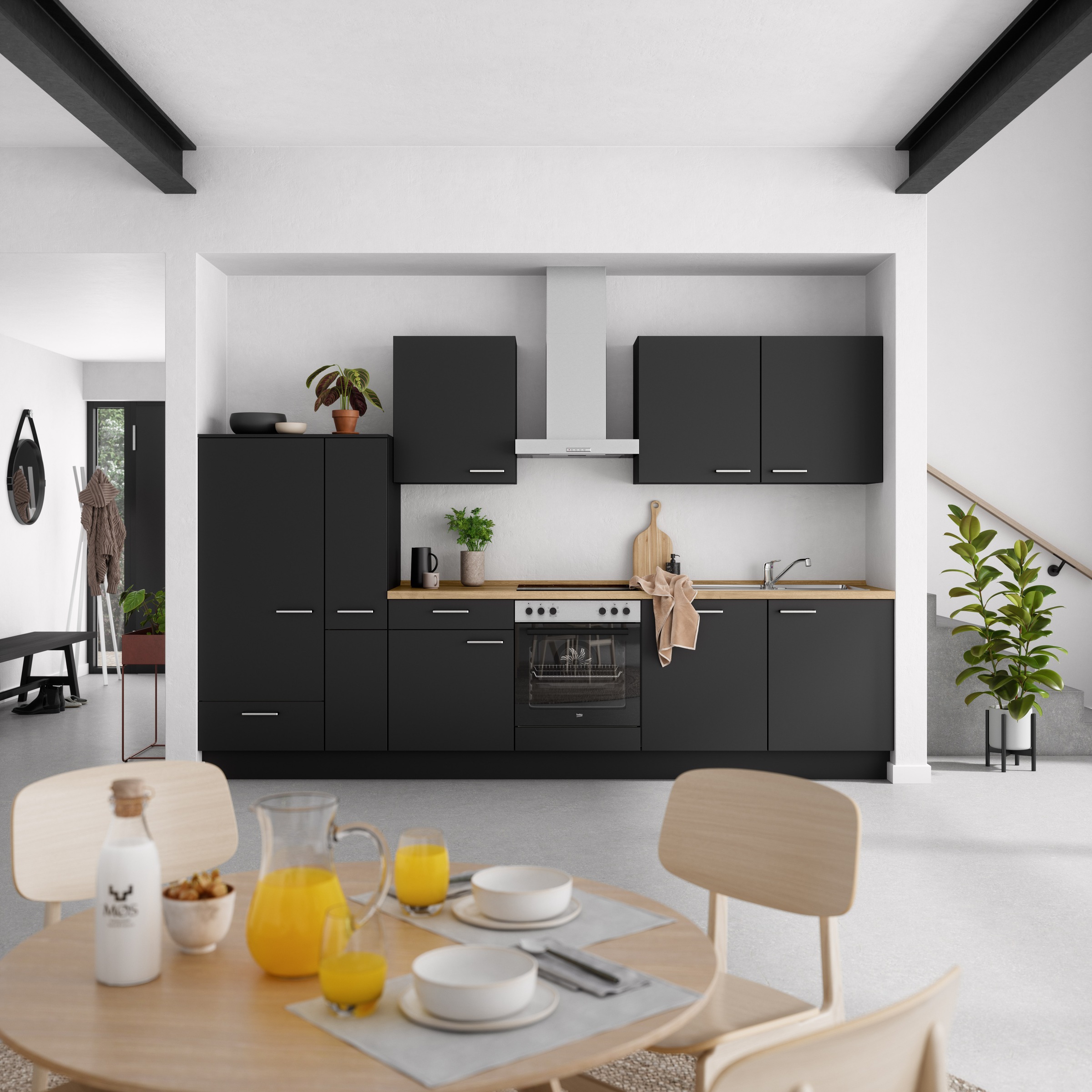 nobilia® Küchenzeile »"Touch I", NEU: individuell anpassbar mit gratis Profi-Beratung« vormontiert, Breite 330 cm, Ausrichtung wählbar, wahlw. mit E-Geräten