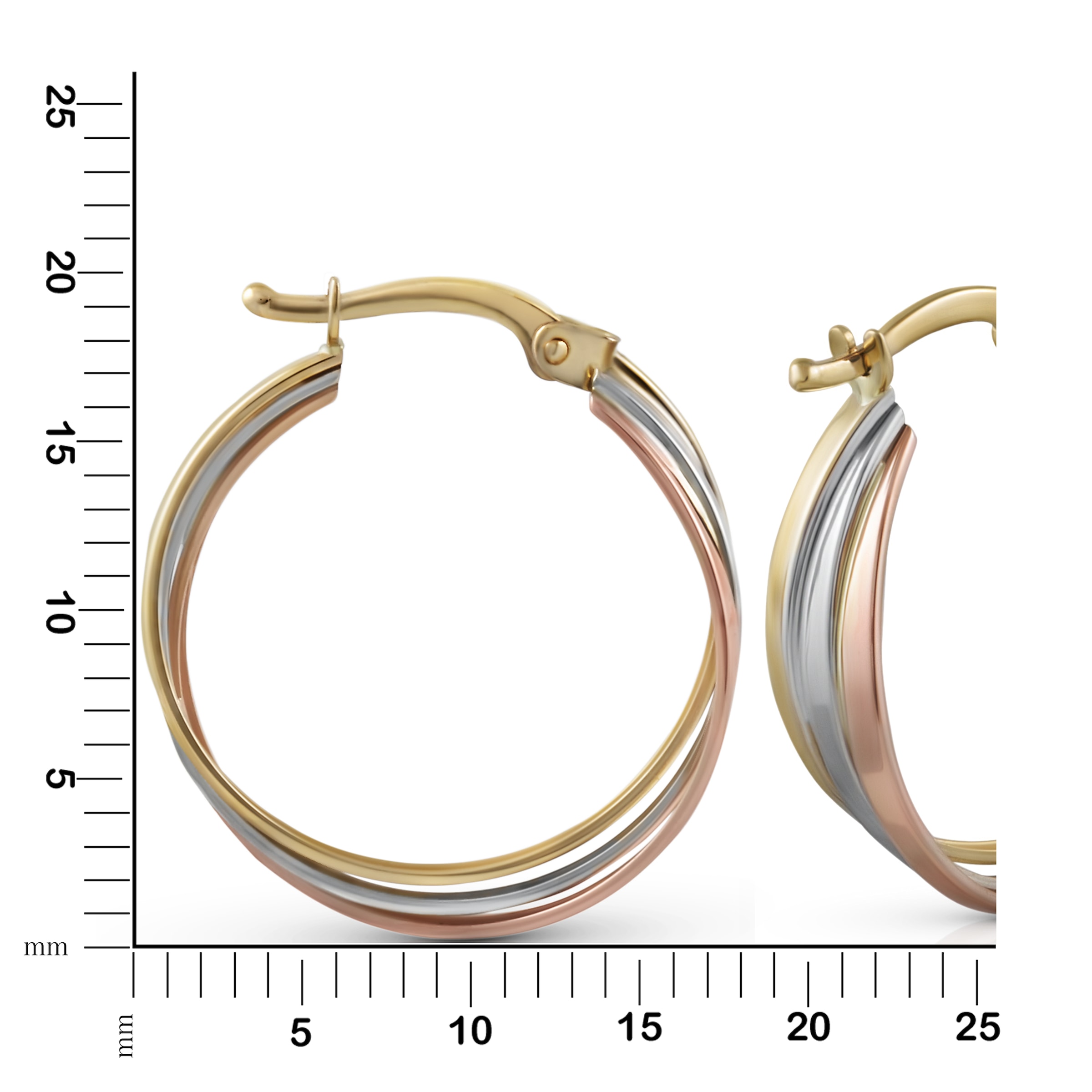 Fascination by Ellen K. Paar Creolen »Gold 585 dreifarbig 20mm Durchmesser«