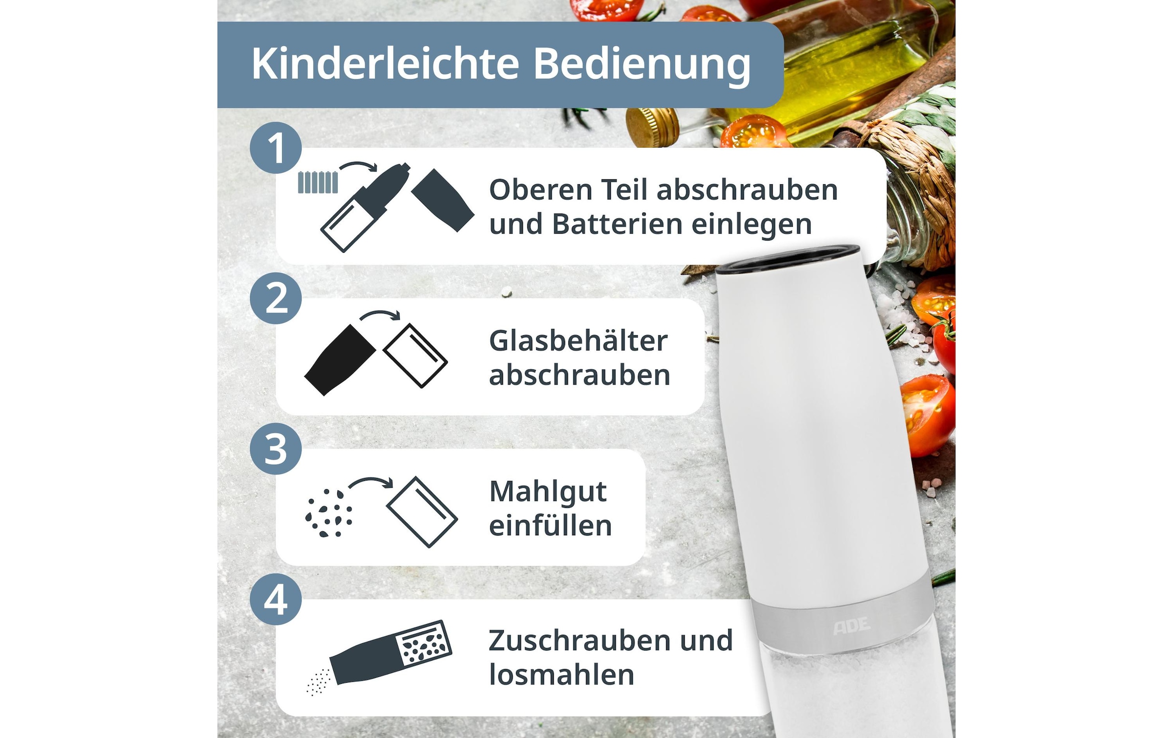 ADE Salz-/Pfeffermühle »2er Set 18,3 cm«