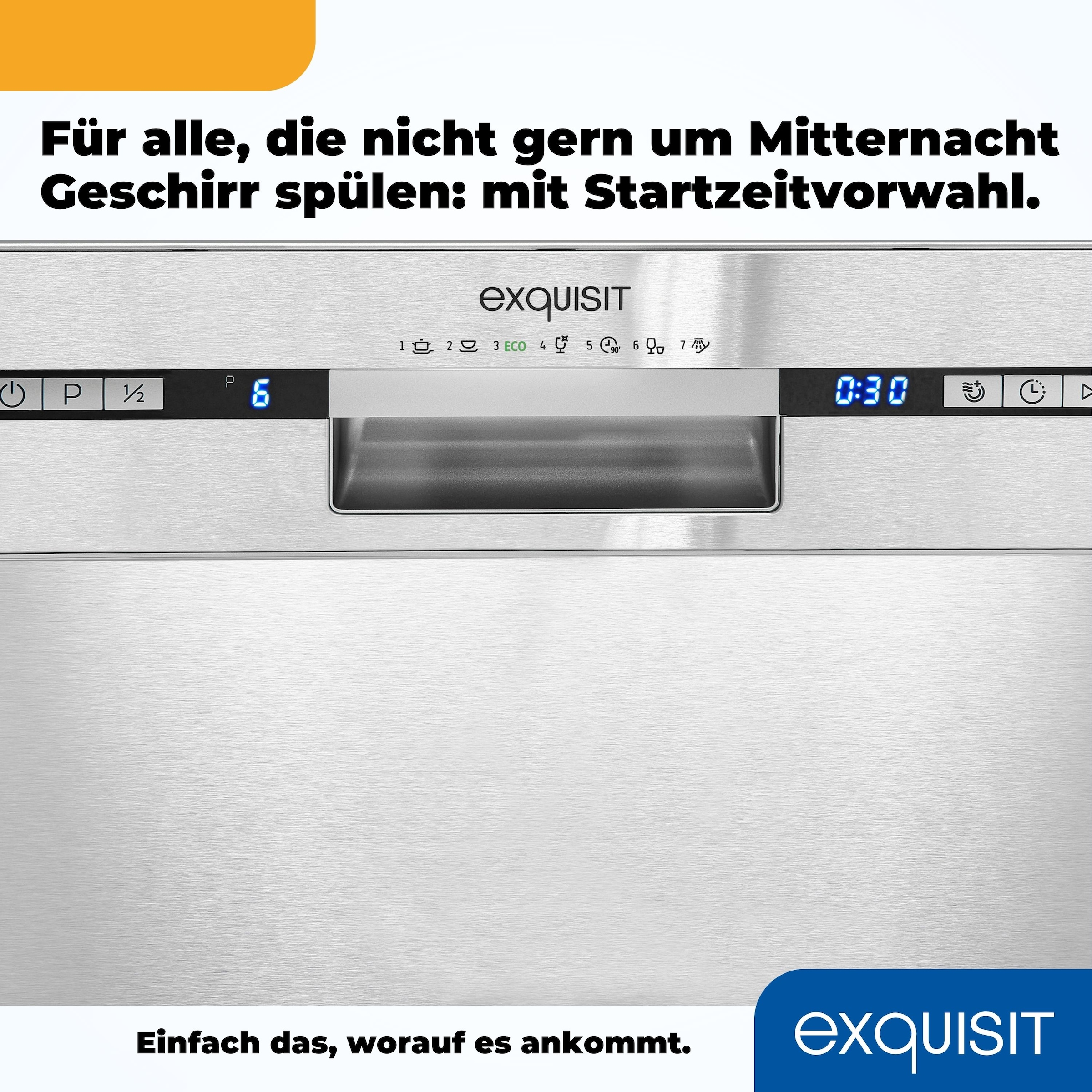exquisit Unterbaugeschirrspüler »EGSP9313-EF-030E inox« 11 l 13 Maßgedecke Unterbaugerät mit eleganter Edelstahlfront, keine Möbelfront notwendig
