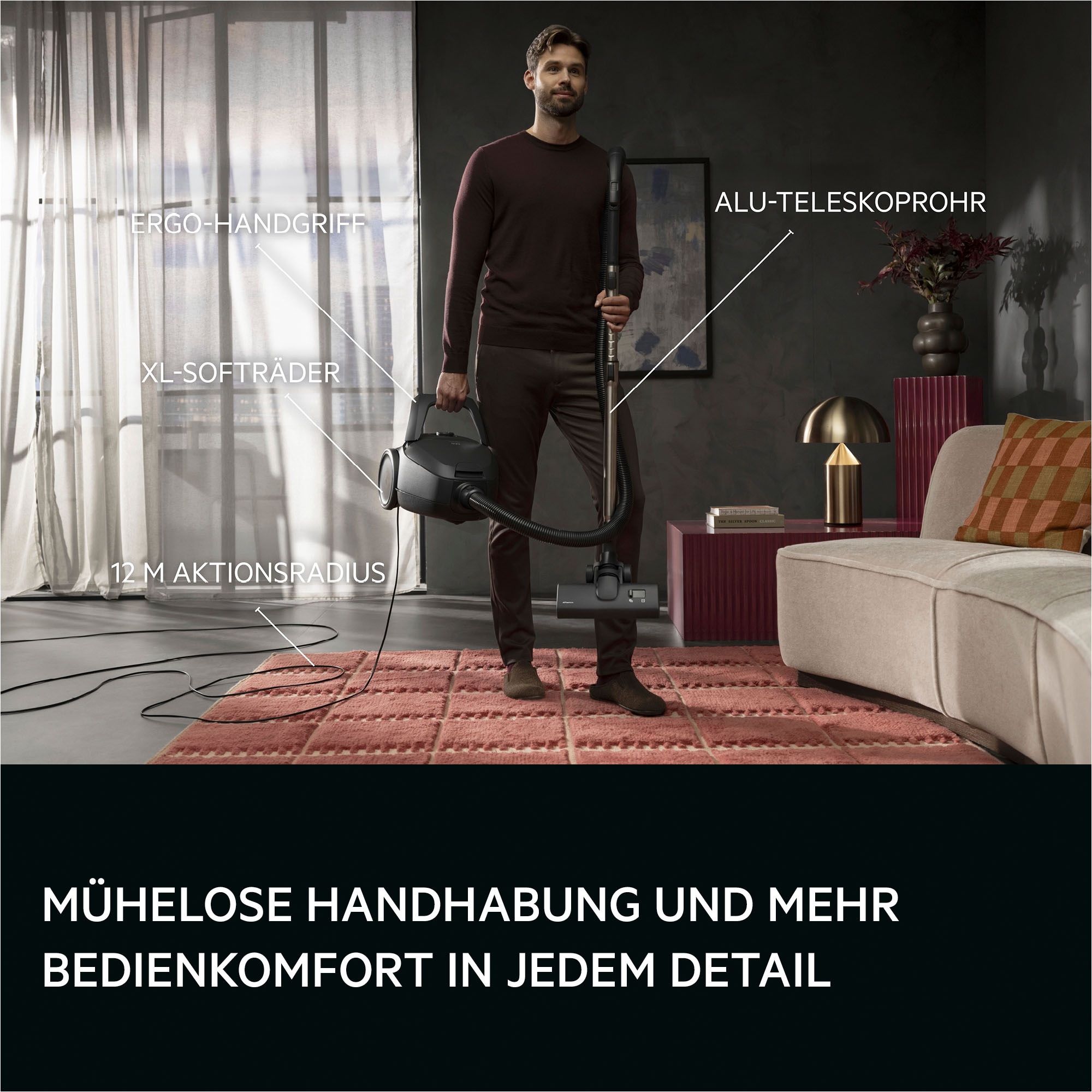 AEG Bodenstaubsauger »VX83-2EBR« 750 W mit Beutel Leise 64 dB & kraftvolle Reinigung mit HEPA auf Hart‑ & Teppichböden