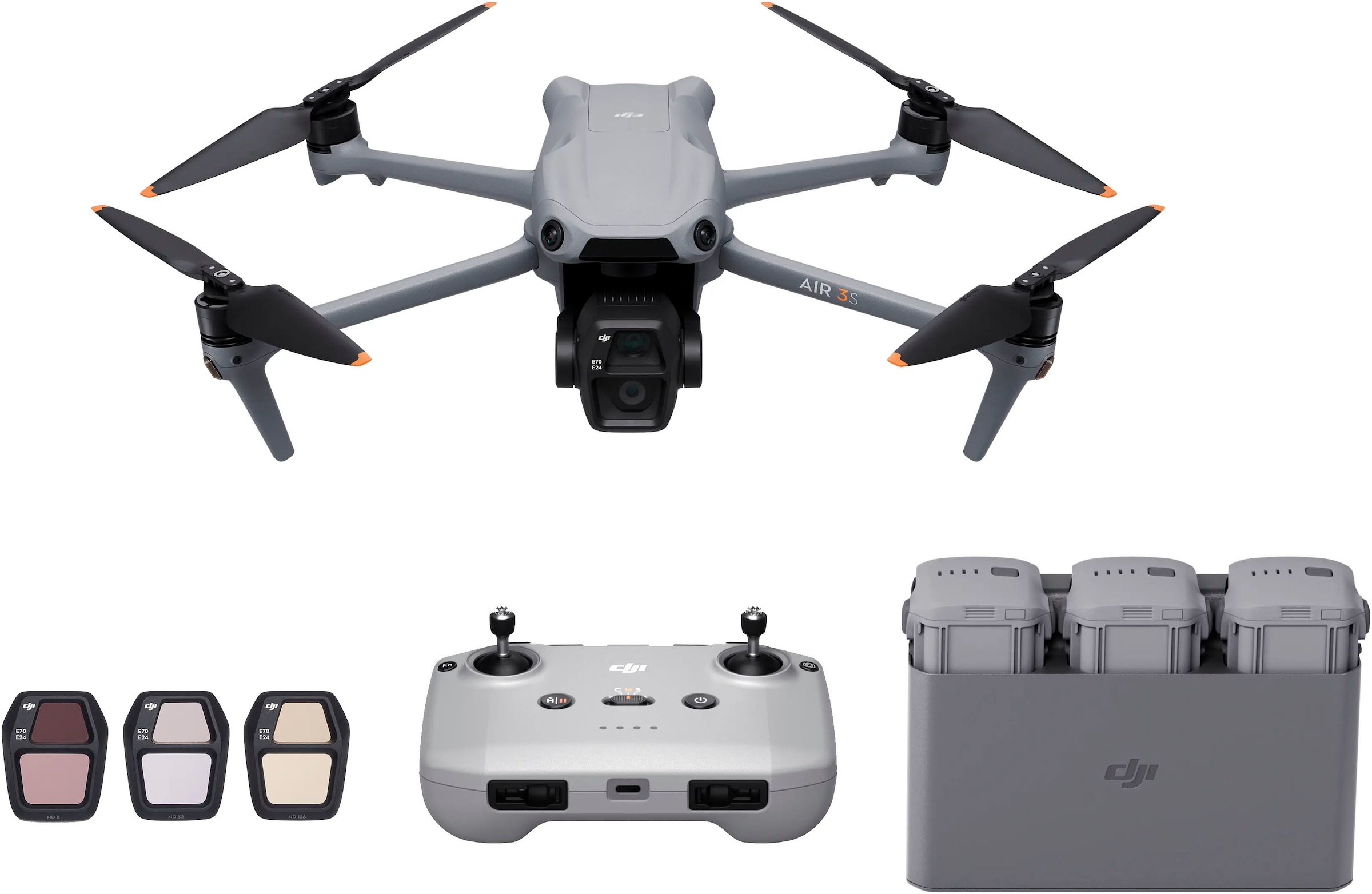 DJI Drohne »Air 3S Fly More Combo (DJI RC-N3)«, (DJI RC-N3 Fernsteuerung, 3 Akkus, Ladestation und Umhängetasche)