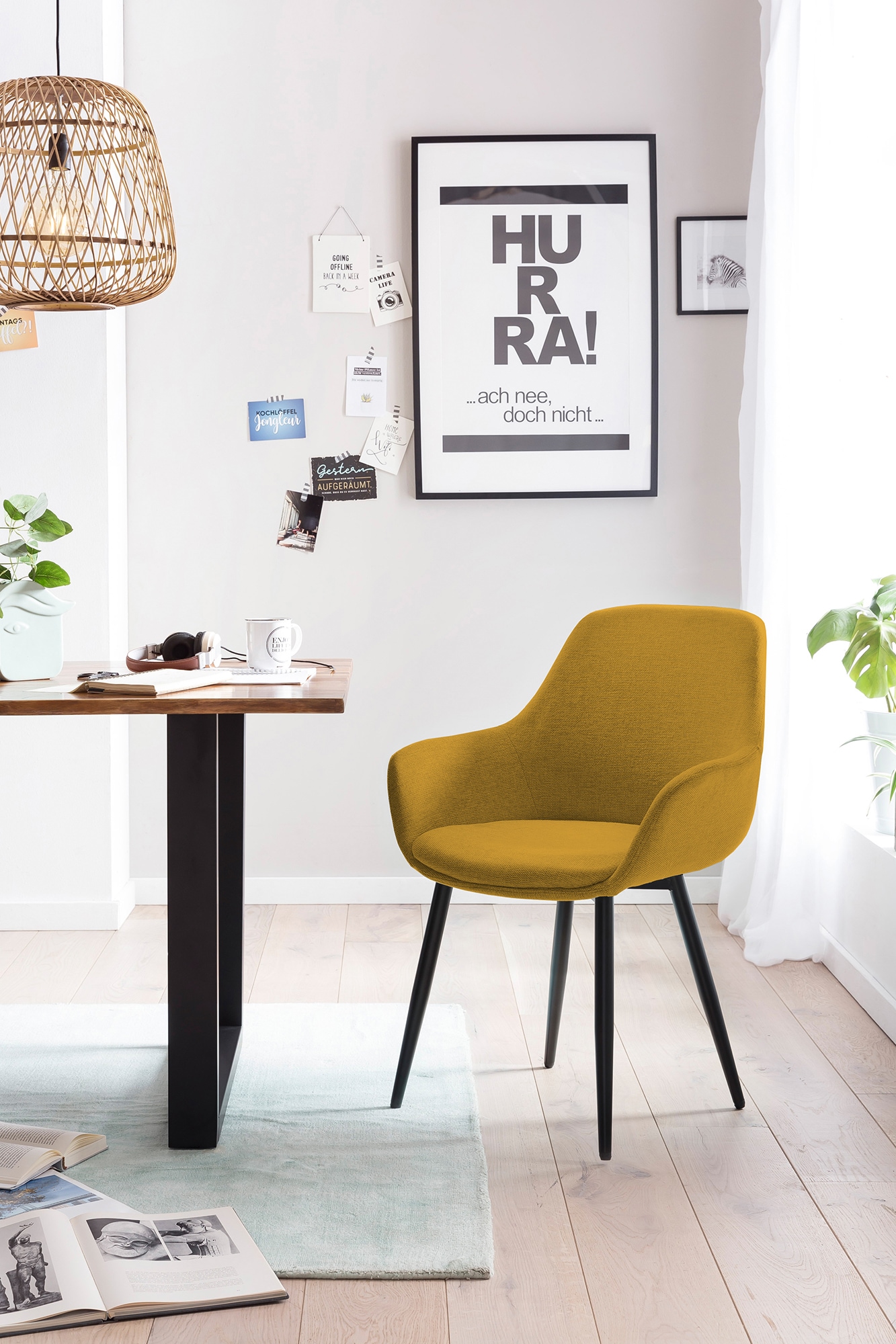 SalesFever Essgruppe, (Set, 5 tlg.), Tischplatte mit echter Baumkante