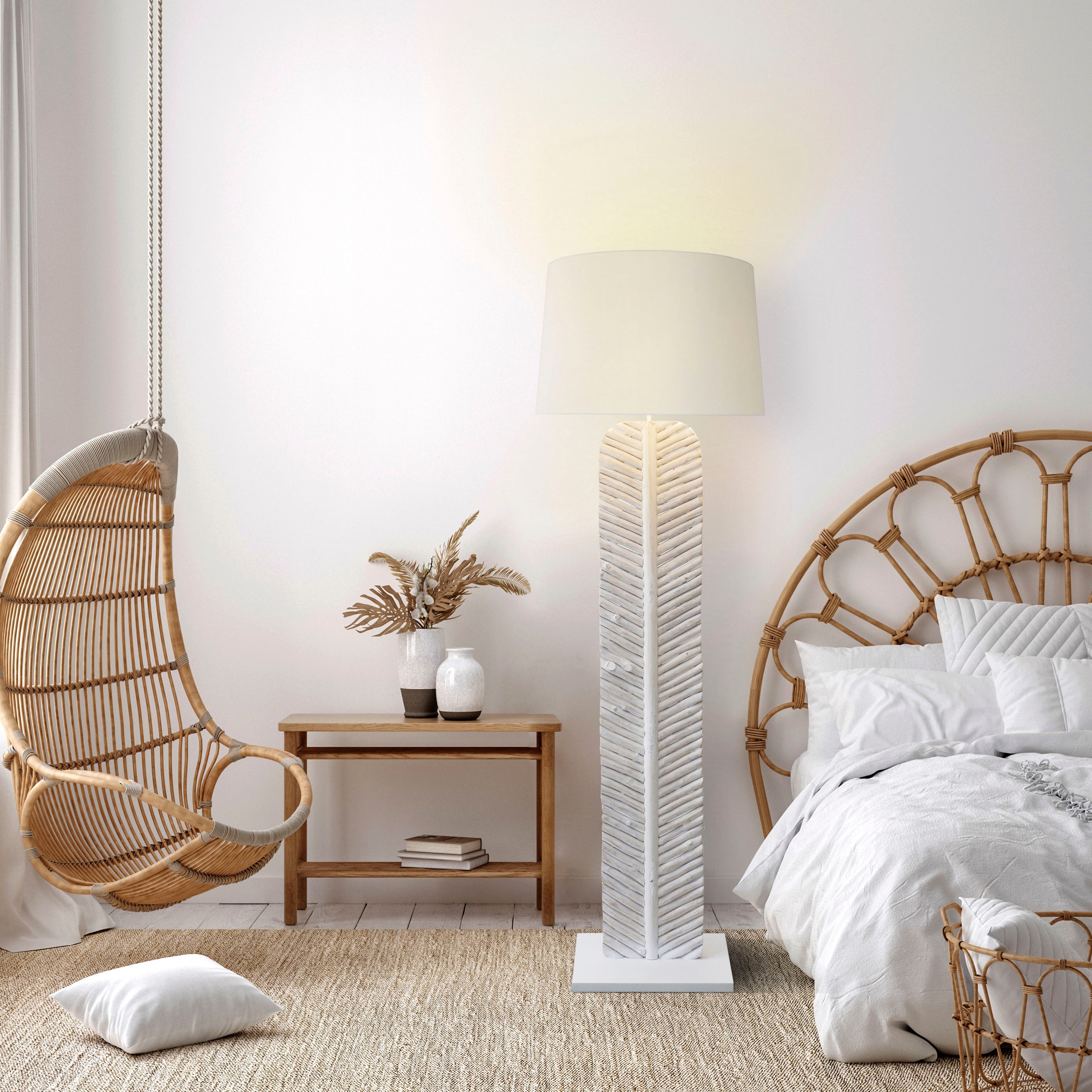 SalesFever Stehlampe »Fanny« E27 1 Stk. handgefertigt, in Blattoptik günstig online kaufen