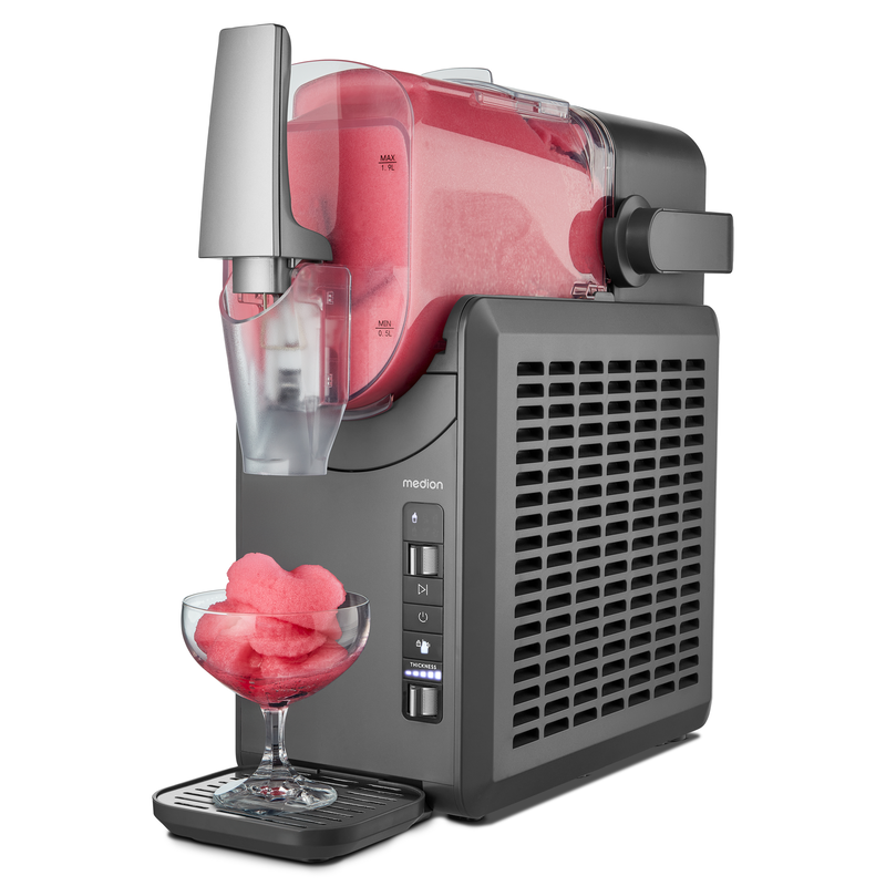 MEDION Slush-Eismaschine »MD12090, Kompressorkühlung« 2, 6 l 200 W 5 Programme, 30–60 Minuten Zubereitungszeit, Selbstreinigungsfunktion grau