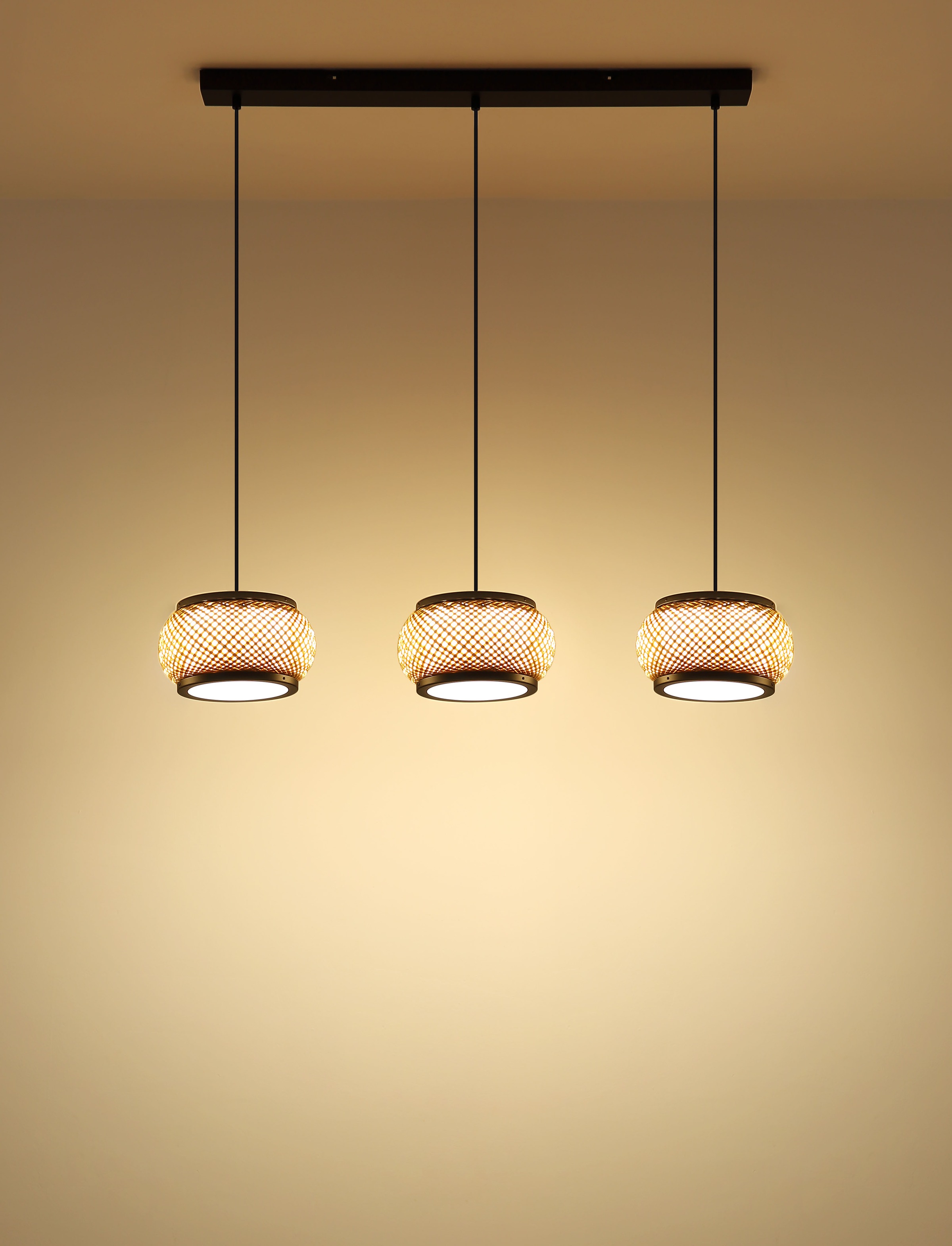 GLOBO LIGHTING Hängeleuchte »BAMBORA« LED-Modul 1 Stk. Schwarz Bambus Hängeleuchte linear LED CCT 920mm