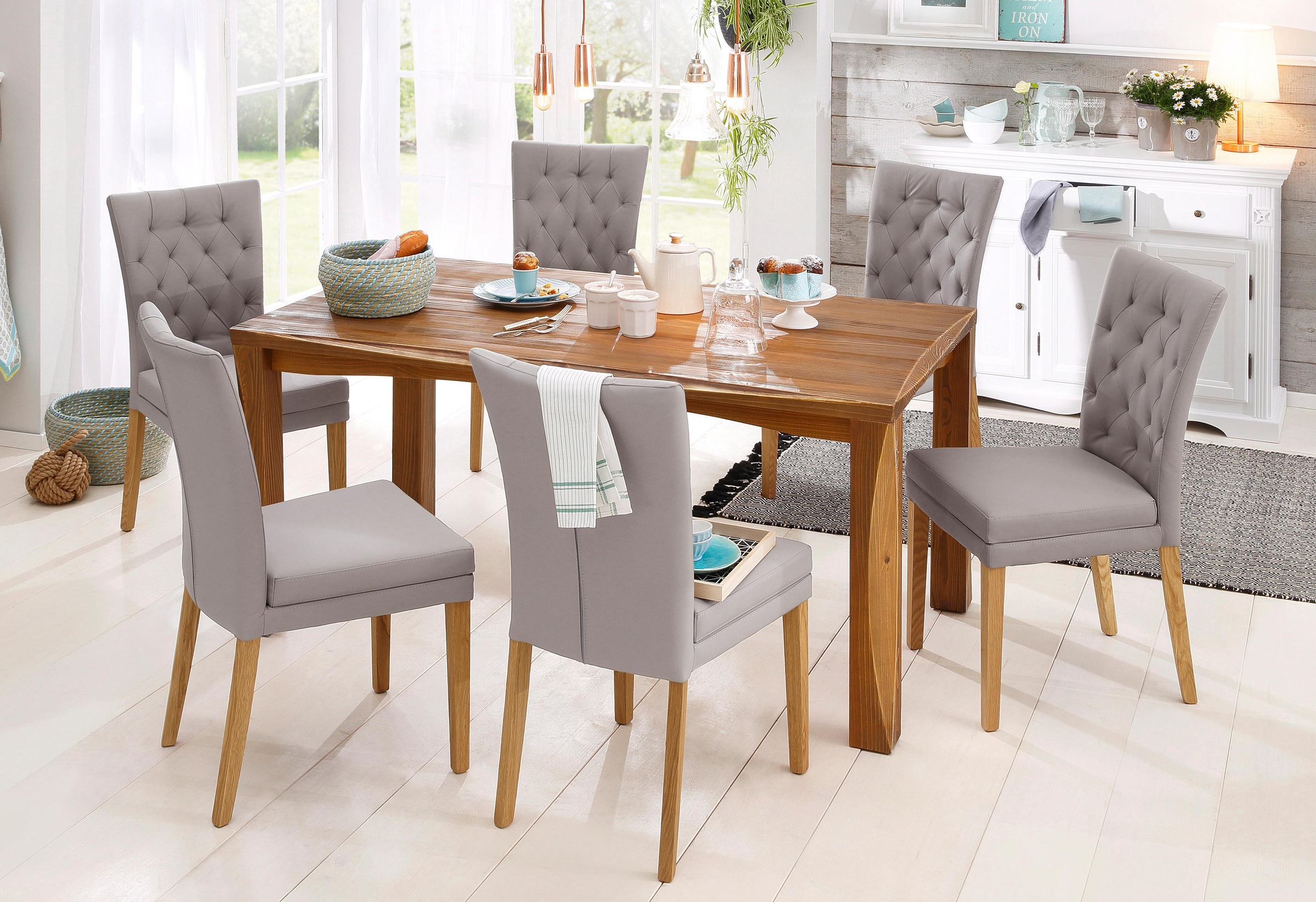 Home affaire Esszimmerstuhl »Colorado BESTSELLER Polsterstuhl«, (Set), 2 St., Kunstleder, Beine in eiche oder nussbaum. Im 2er, 4er oder 6er-Set
