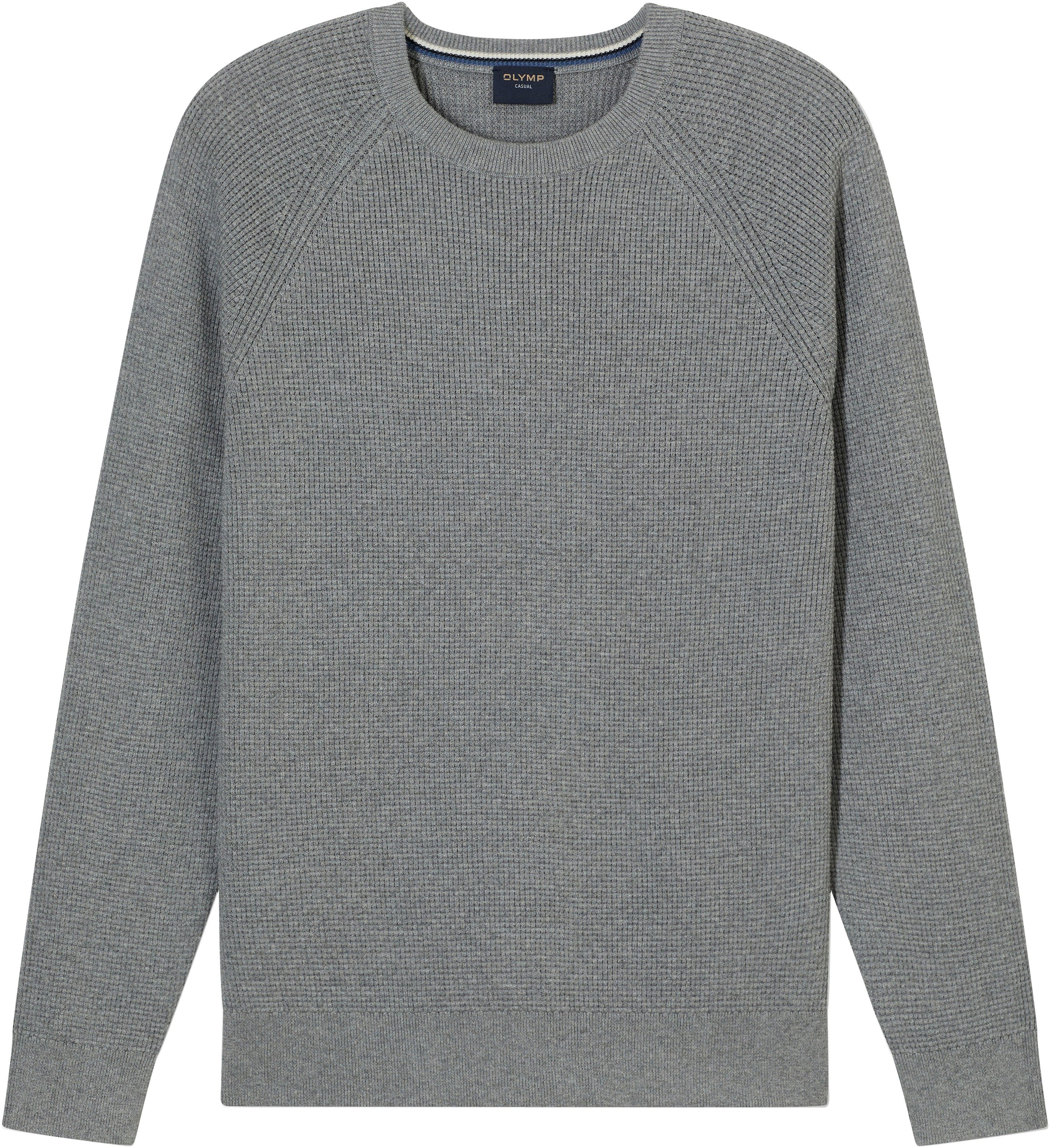 OLYMP Rundhalspullover »Waffle Structure«, Rundhals, casual, unifarben, regular fit