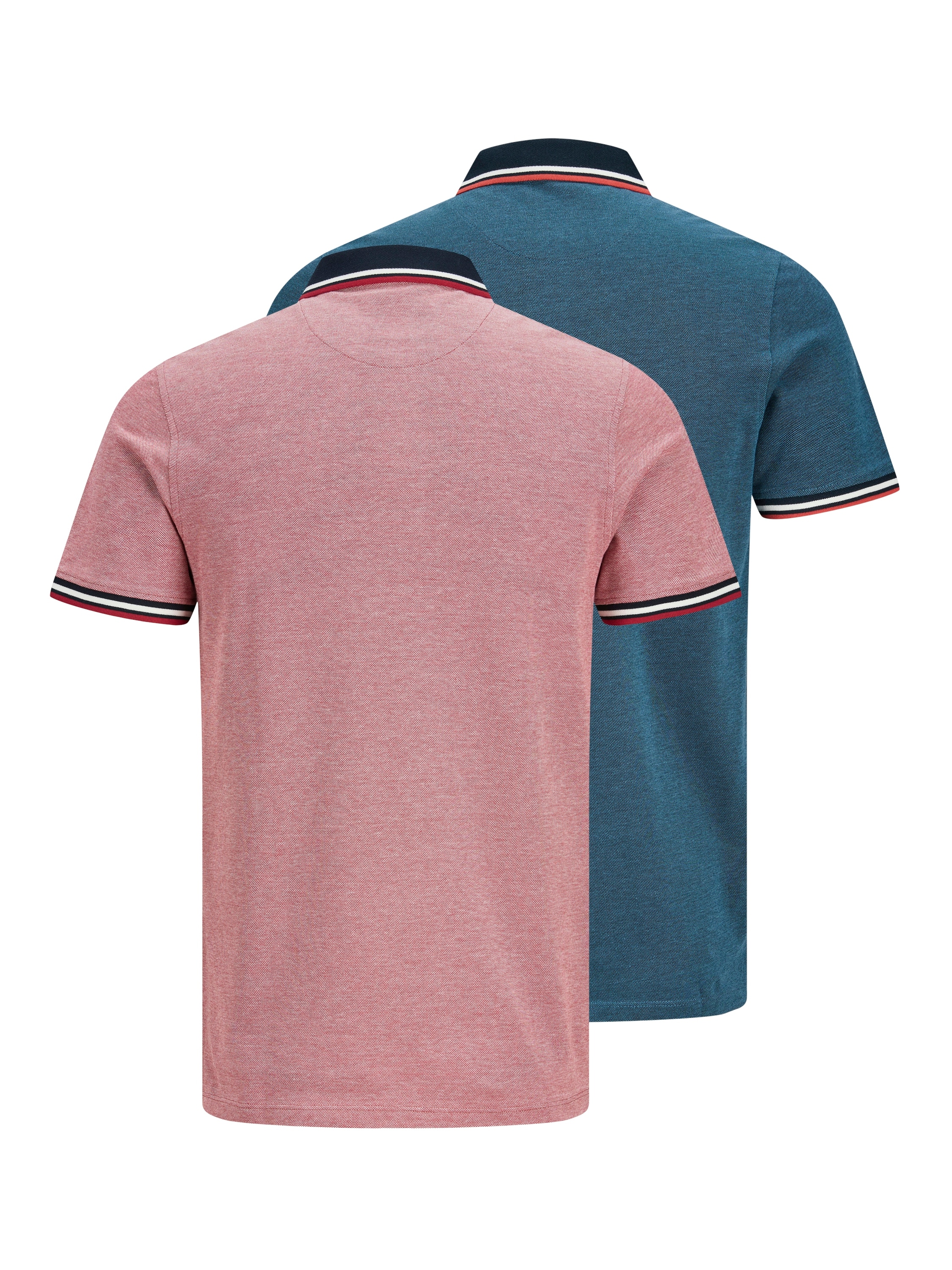 Jack & Jones Poloshirt »JJEPAULOS im Doppelpack mit Logostickerei und Komfort« Packung, 2er-Pack, 2 Stk. unifarben mit Farbeinsatz, modisch, schmal, Baumwolle, Polokragen