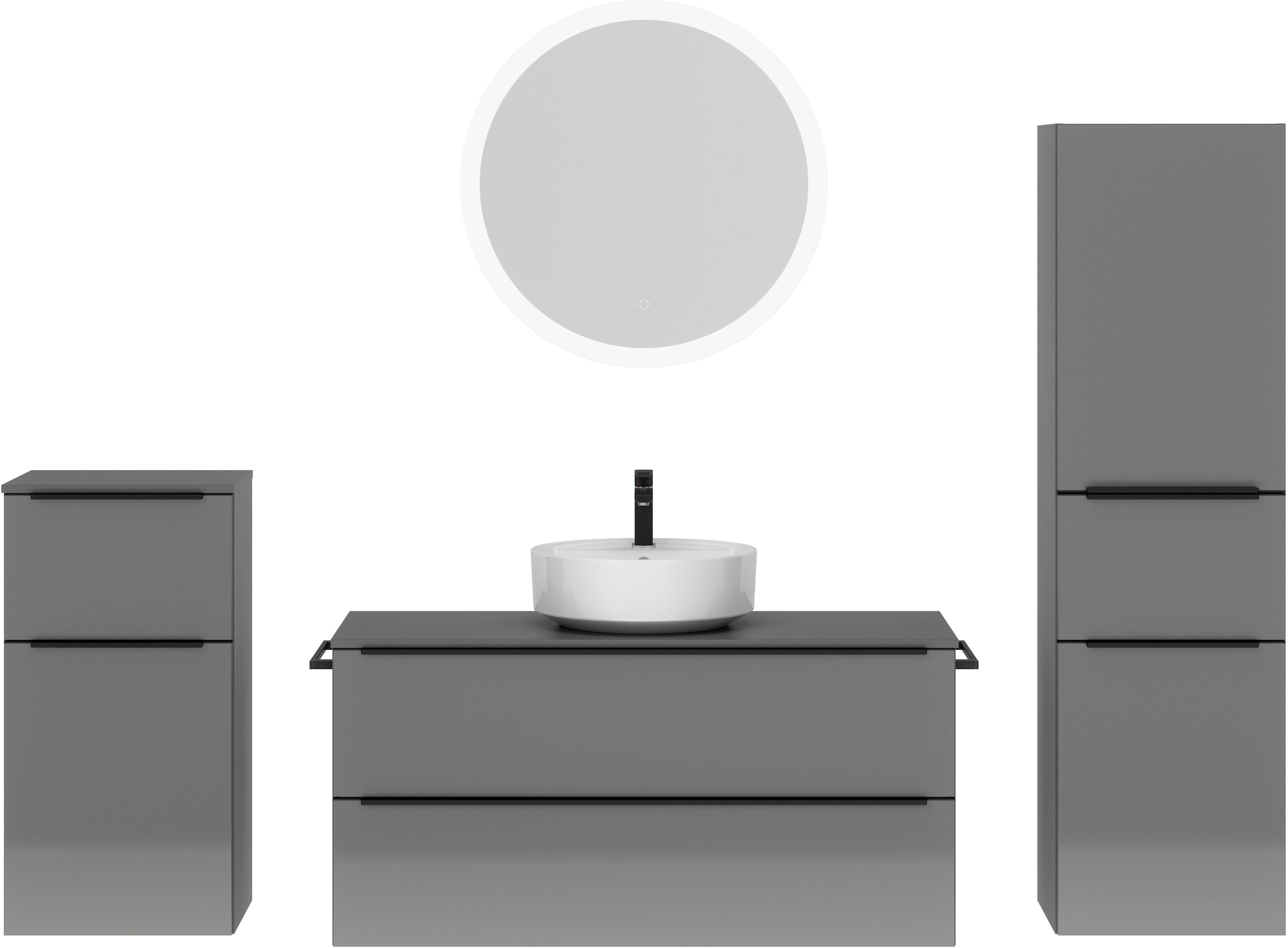 nobilia® Badmöbel-Set »Alvene«, (4 St., vormontiert, mit Soft-Close), Hochg günstig online kaufen