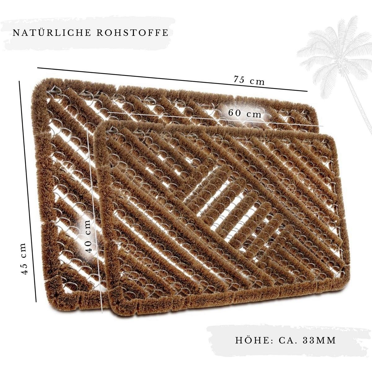 HANSE Home Fußmatte »Grid Brushes Mat, Türmatte«, rechteckig, 33 mm Höhe, Gitter, Robust, Bürsten, Innen, Außen, Schmutzabtreter, Wetterfest
