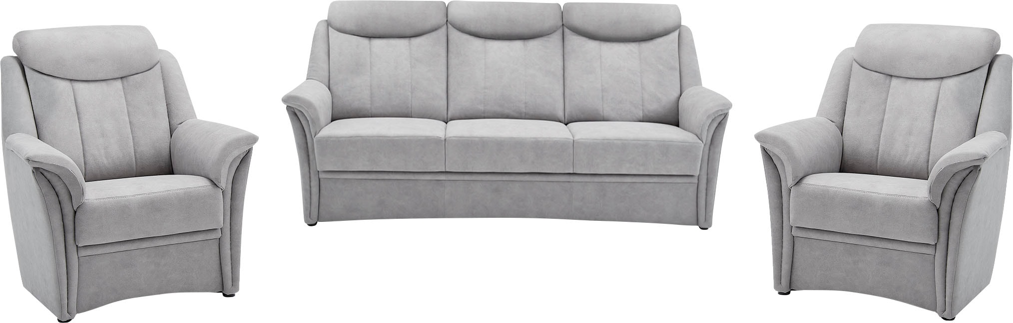 VILLA BECK Polstergarnitur »Lugano«, (Set, 3 tlg.), Kopfteilverstellung, in Sitzhöhe 49 cm, 3-Sitzer und 2x Sessel