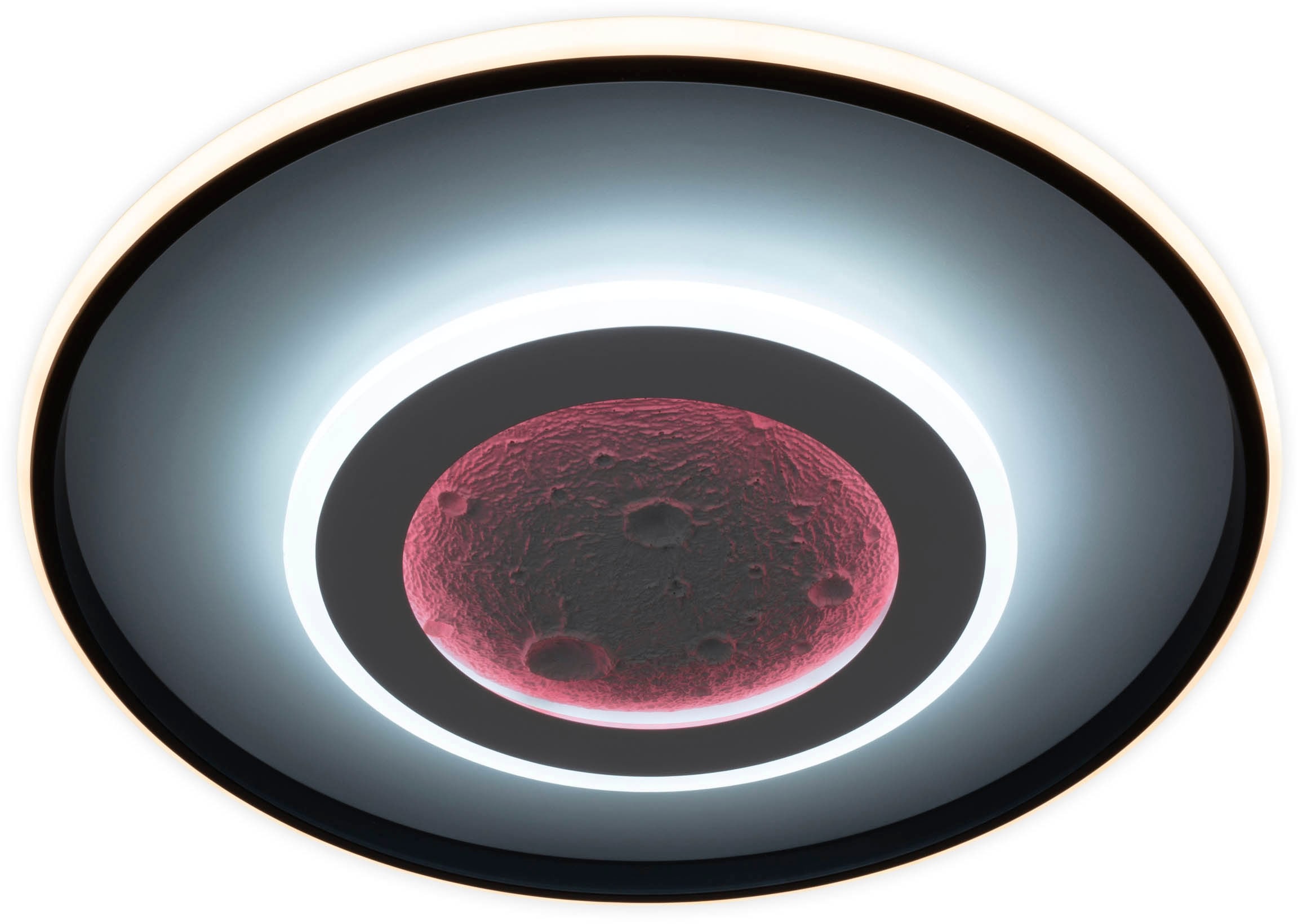 my home LED Deckenleuchte »Lyra«, 1 flammig, Leuchtmittel LED-Board | LED fest integriert, Mond (Mondstruktur), inkl. CCT, RGB Memory, Nachtlicht, Fernbedienung