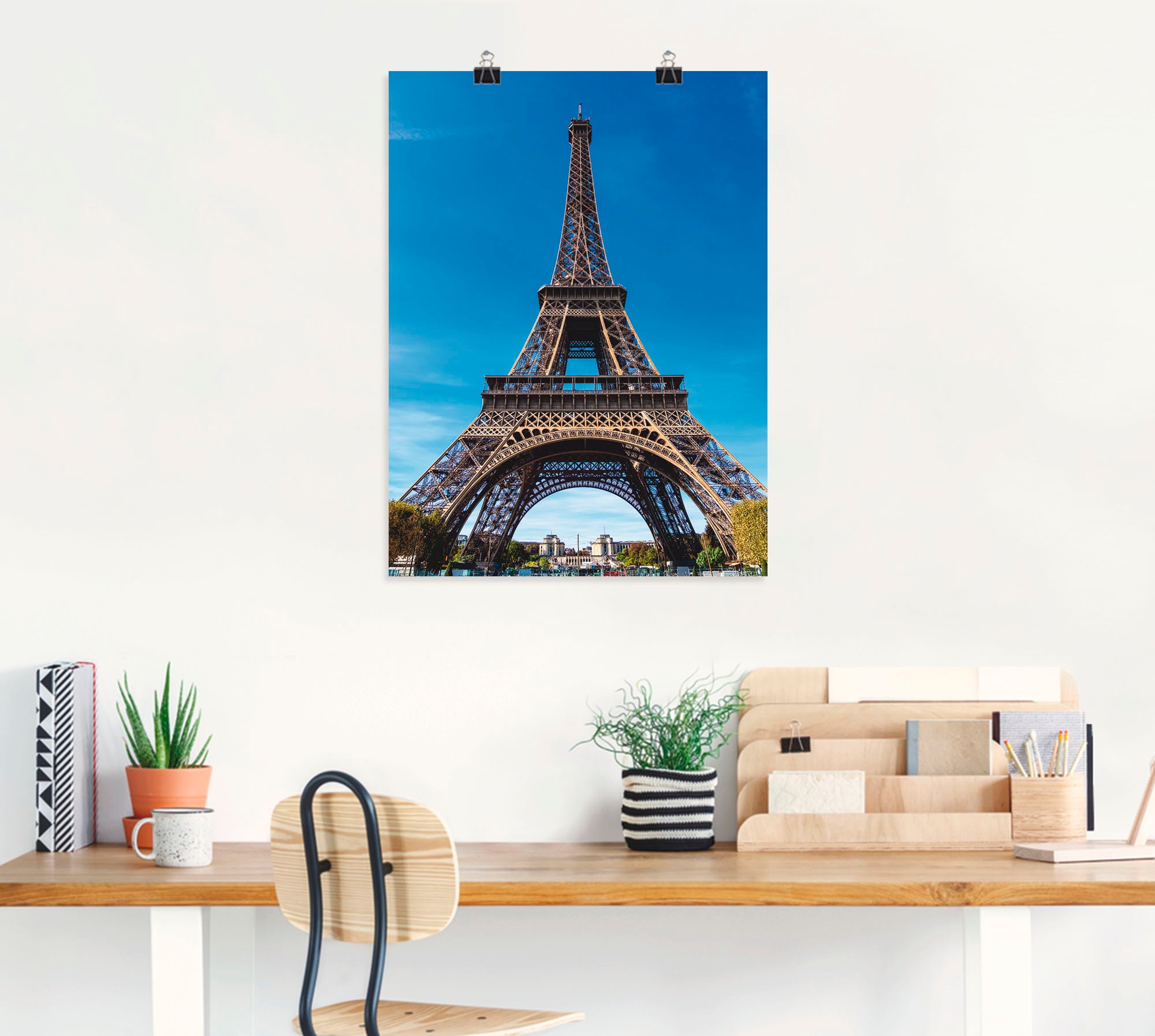 Artland Poster »Blick auf den Eiffelturm in Paris II«, Gebäude, (1 St.), als Alubild, Leinwandbild, Wandaufkleber oder Poster in versch. Größen