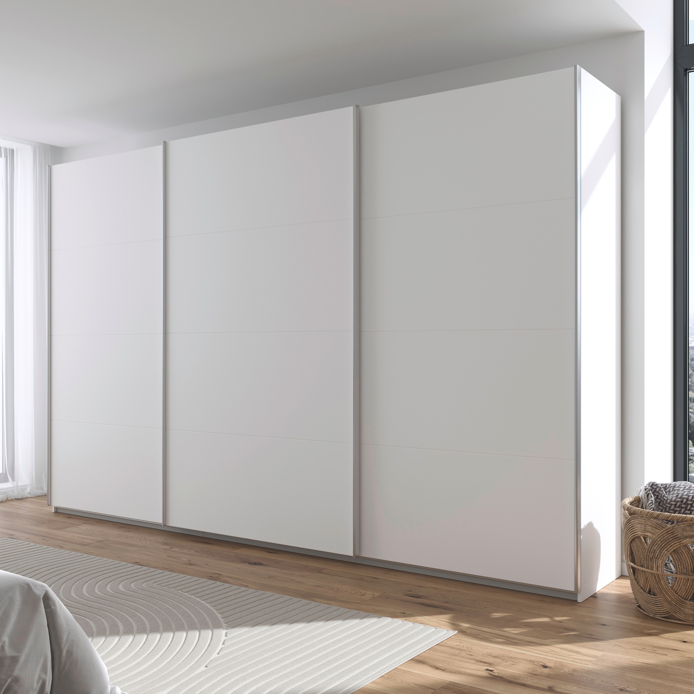 rauch Schwebetürenschrank »Kleiderschrank Schrank Garderobe AGORDO mit Dekor- oder Hochglanzfront«, (in zwei Griff-Farben), durchdachte Innenausstattung, in 4 Breiten und 2 Höhen MADE IN GERMANY
