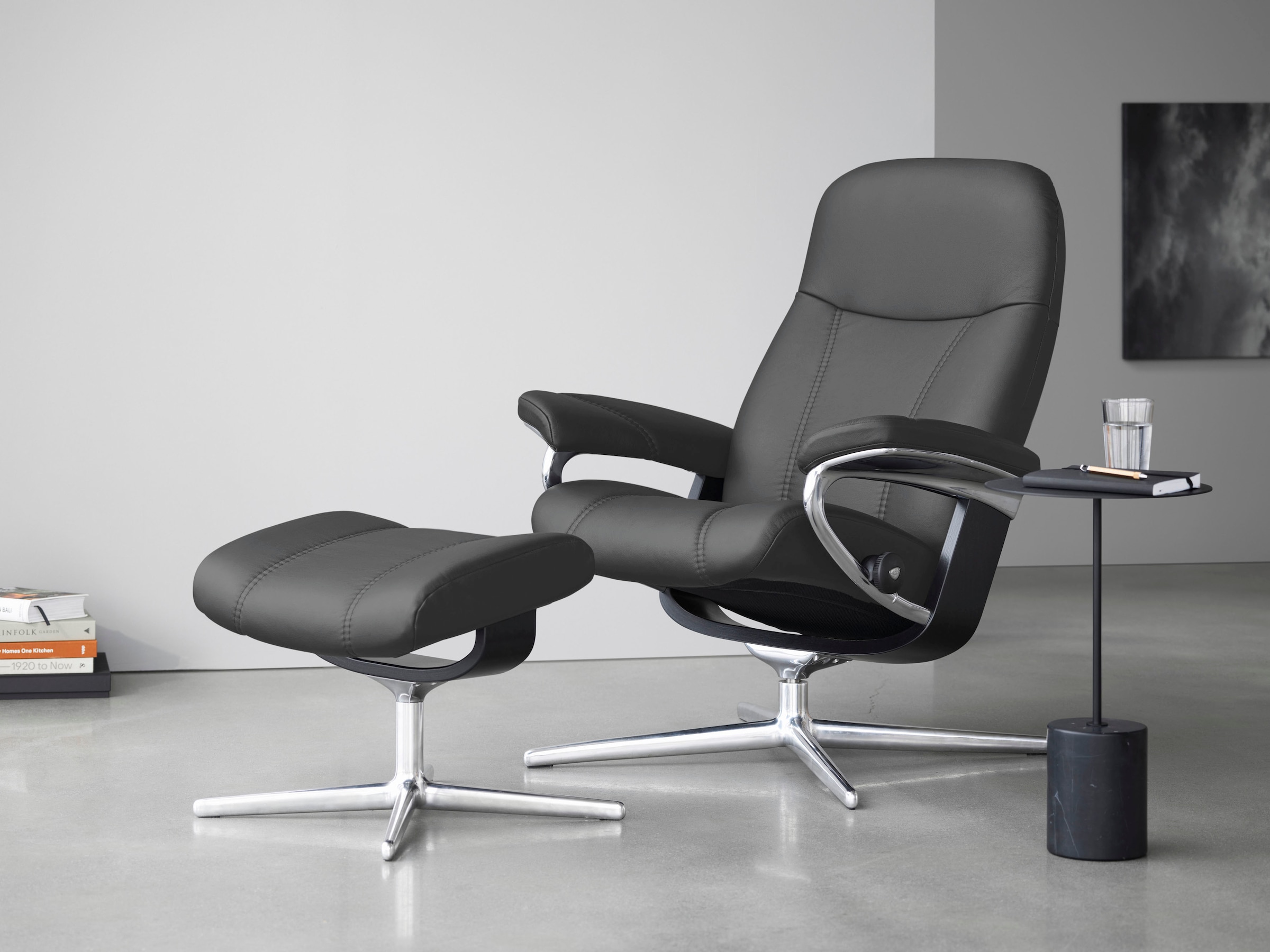 Stressless Fußhocker "Consul", mit Cross Base, Größe S, M & L, Holzakzent S günstig online kaufen