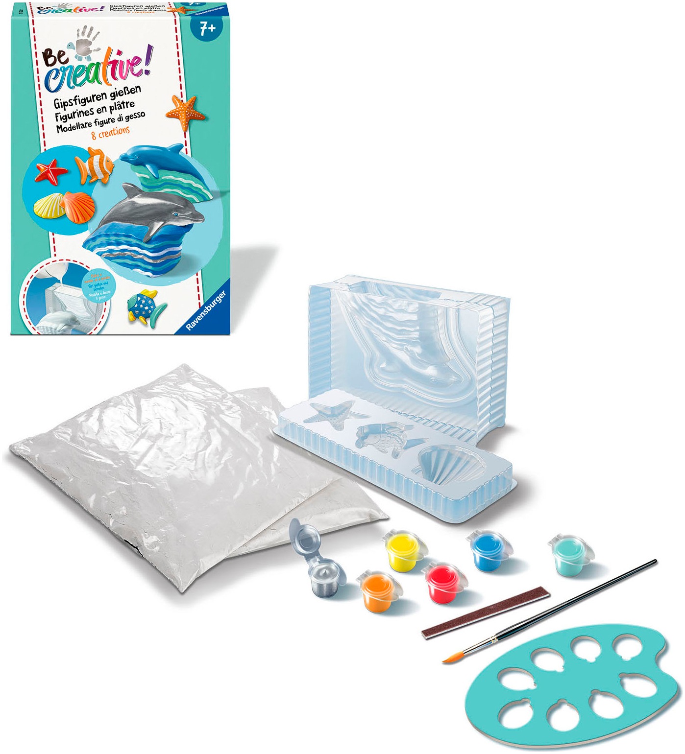 Ravensburger Kreativset »BeCreative Midi, Gipsfiguren gießen Delfine«, Made in Europe