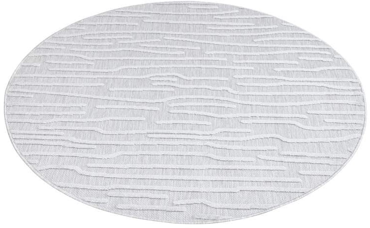 Carpet City Teppich »In-& Outdoorteppich Santorini 450, 3D-Effekt, Gestreift«, rund, 5 mm Höhe, Wetterfest & UV-beständig für Terrasse, Balkon, Küche, Flur