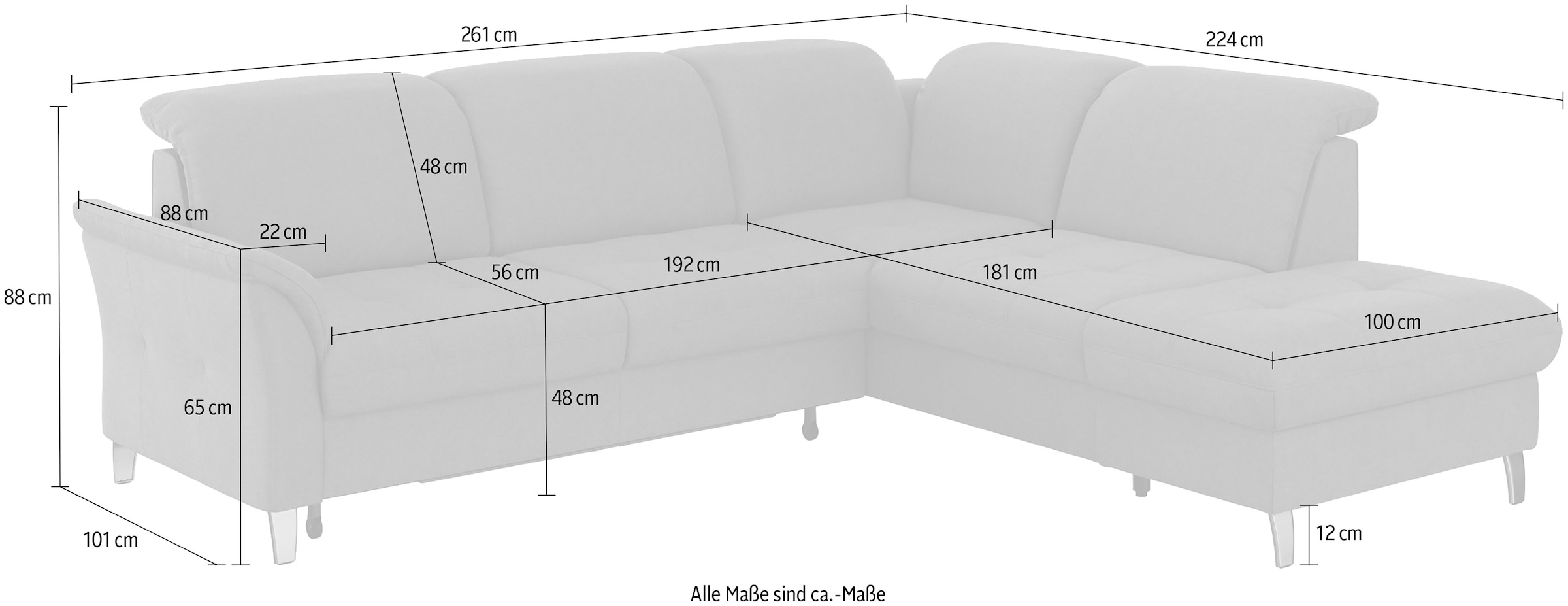 sit&more Ecksofa »Maggiore L-Form«, wahlweise mit Kopfteilverstellung, Bettfunktion und Stauraum