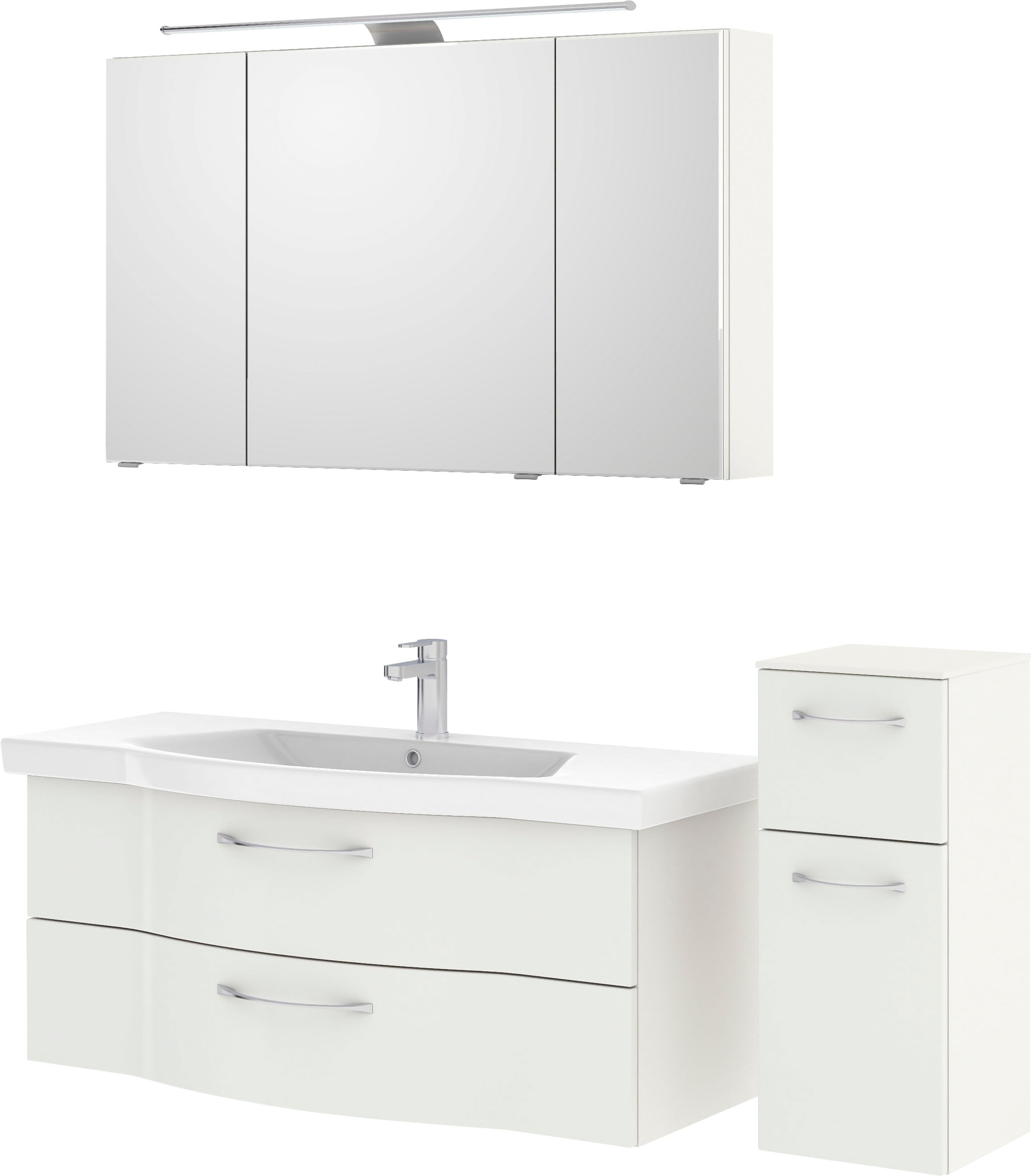 Saphir Badmöbel-Set »6005 Sprint 3-teilig, Keramik-Waschtisch mit LED-Spiegelschrank« 4 Stk. tlg.