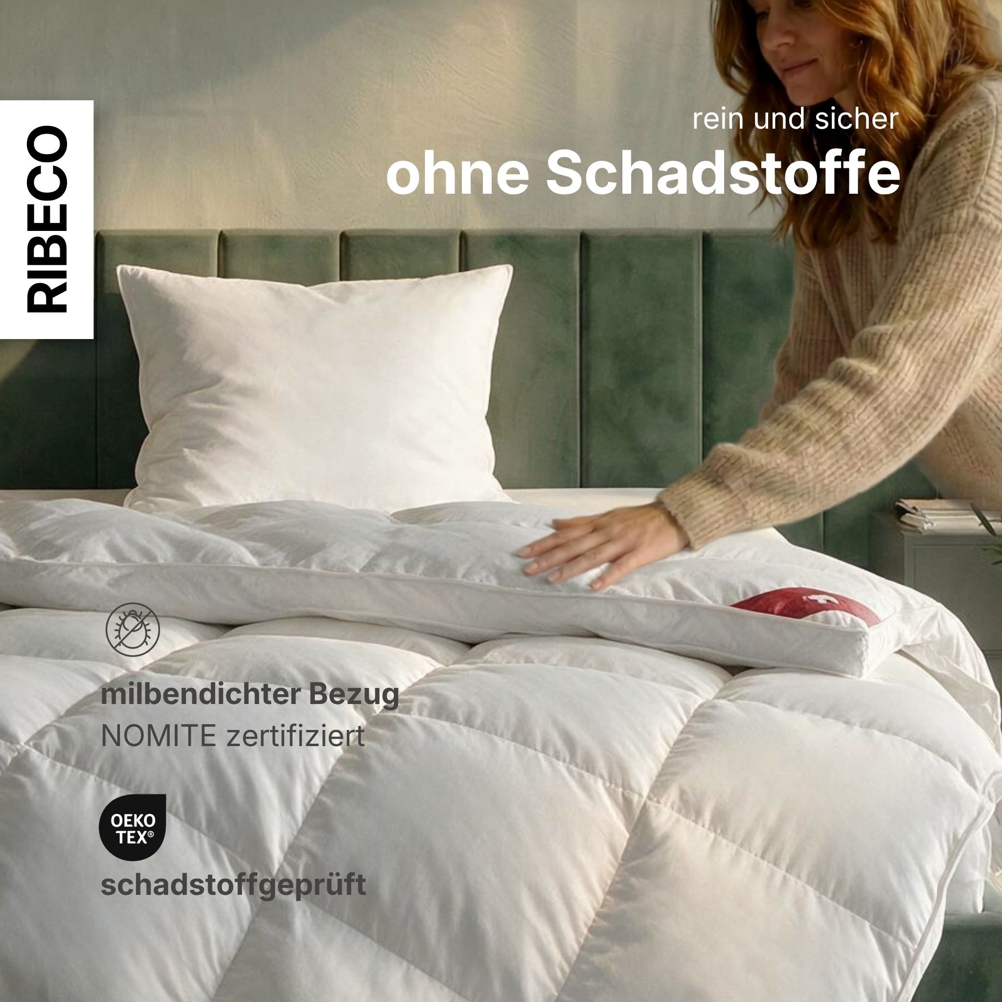 RIBECO Federbettdecke »Bettdecke in 135x200 und 155x220cm Topseller,« extrawarm Füllung 50% Daunen & 50% Federn 1 Stk. tlg. Daunen und Federn, Made in Germany, mit gratis 80x80 cm Kissen