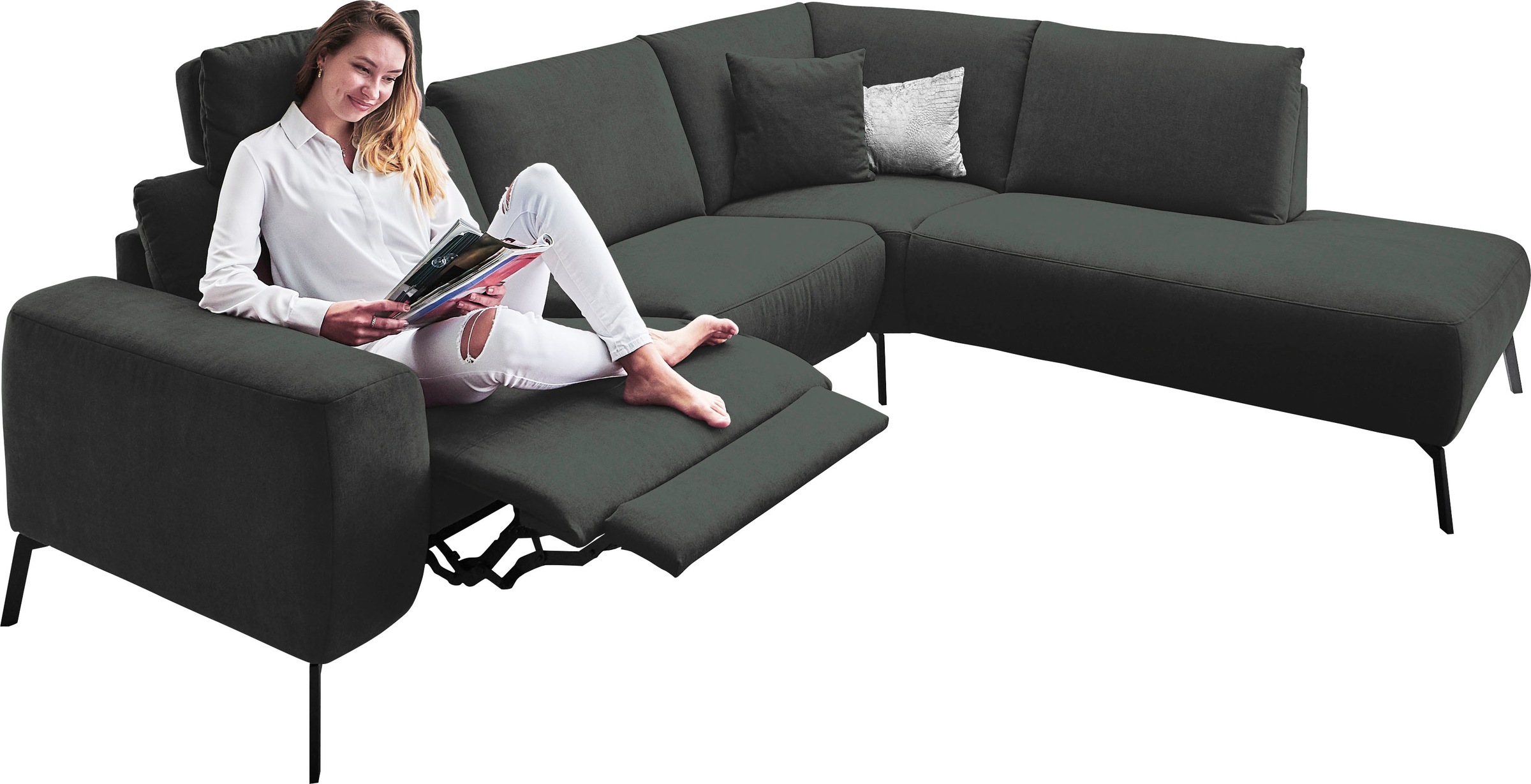 INOSIGN Ecksofa »Bellini L-Form«, incl. motorischer Relaxfunktio, wahlweise Easy Care-Bezug