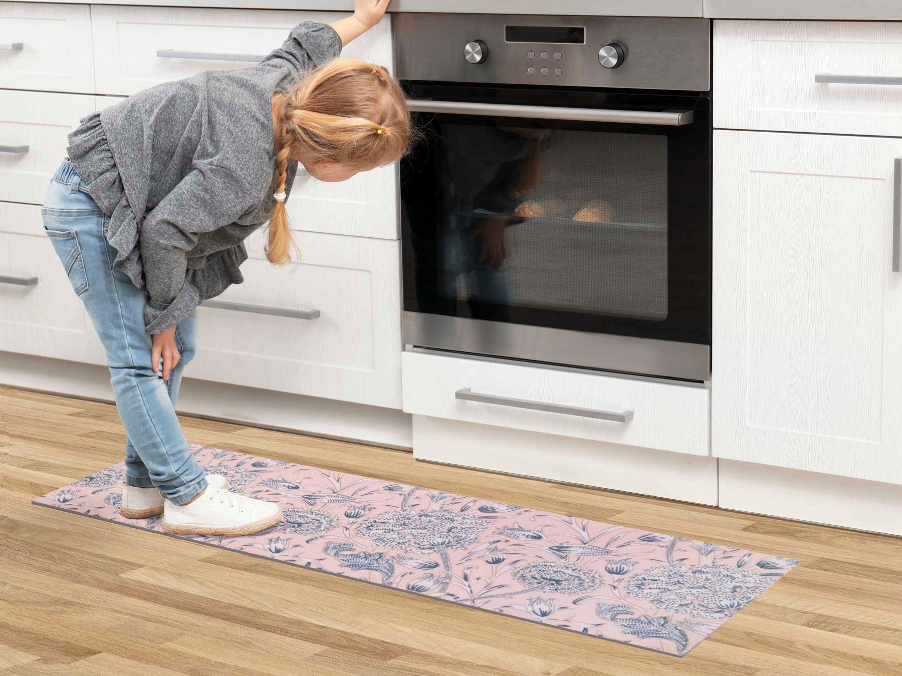 Primaflor-Ideen in Textil Küchenläufer »FLOWERS, Made in Belgium«, rechteckig, 6,5 mm Höhe, Motiv Blumen, rutschhemmend, waschbar, Küche