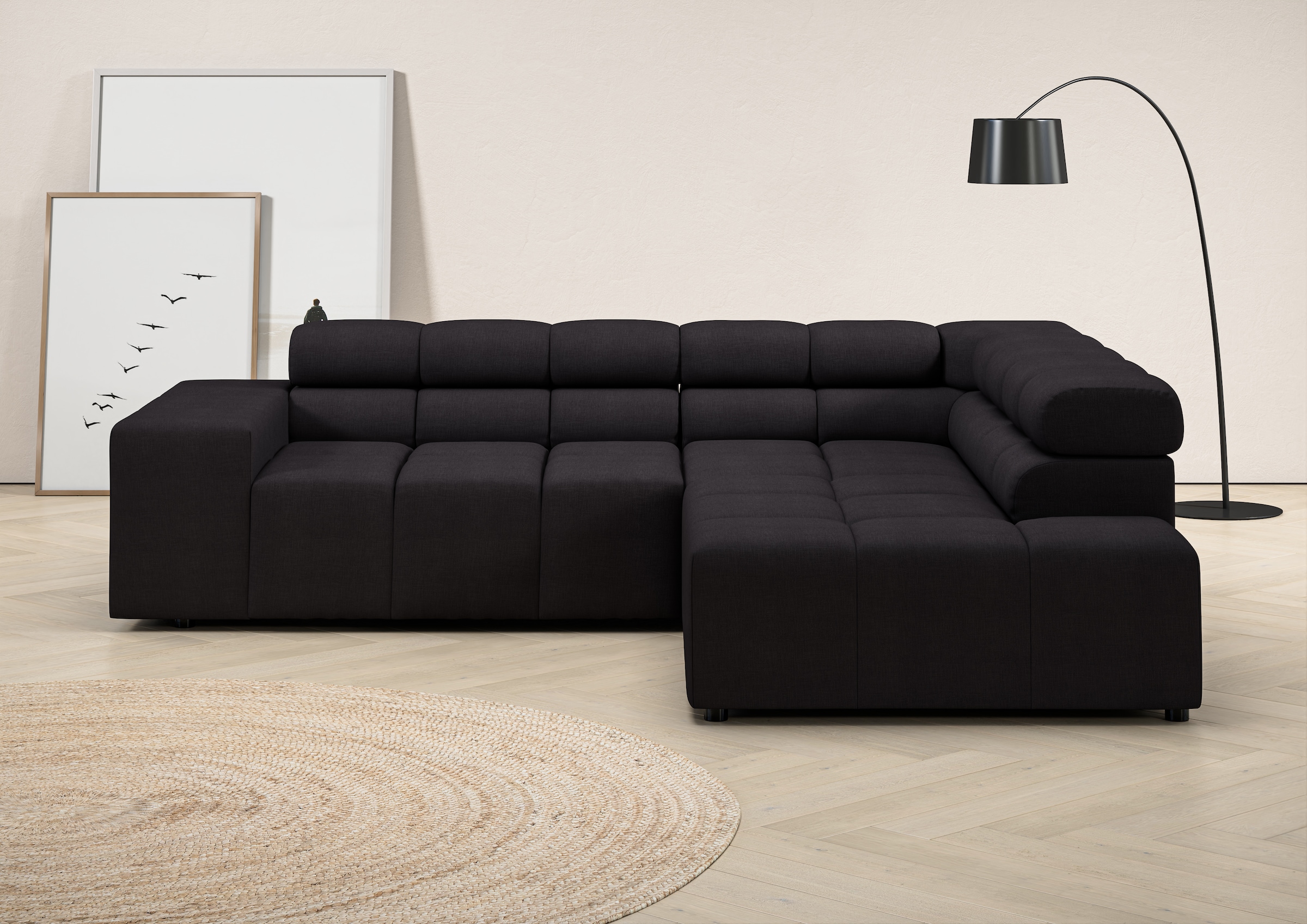 INOSIGN Ecksofa "Ancona, incl. Kopfteilverstellung + 3 Zierkissen, L-Form, günstig online kaufen