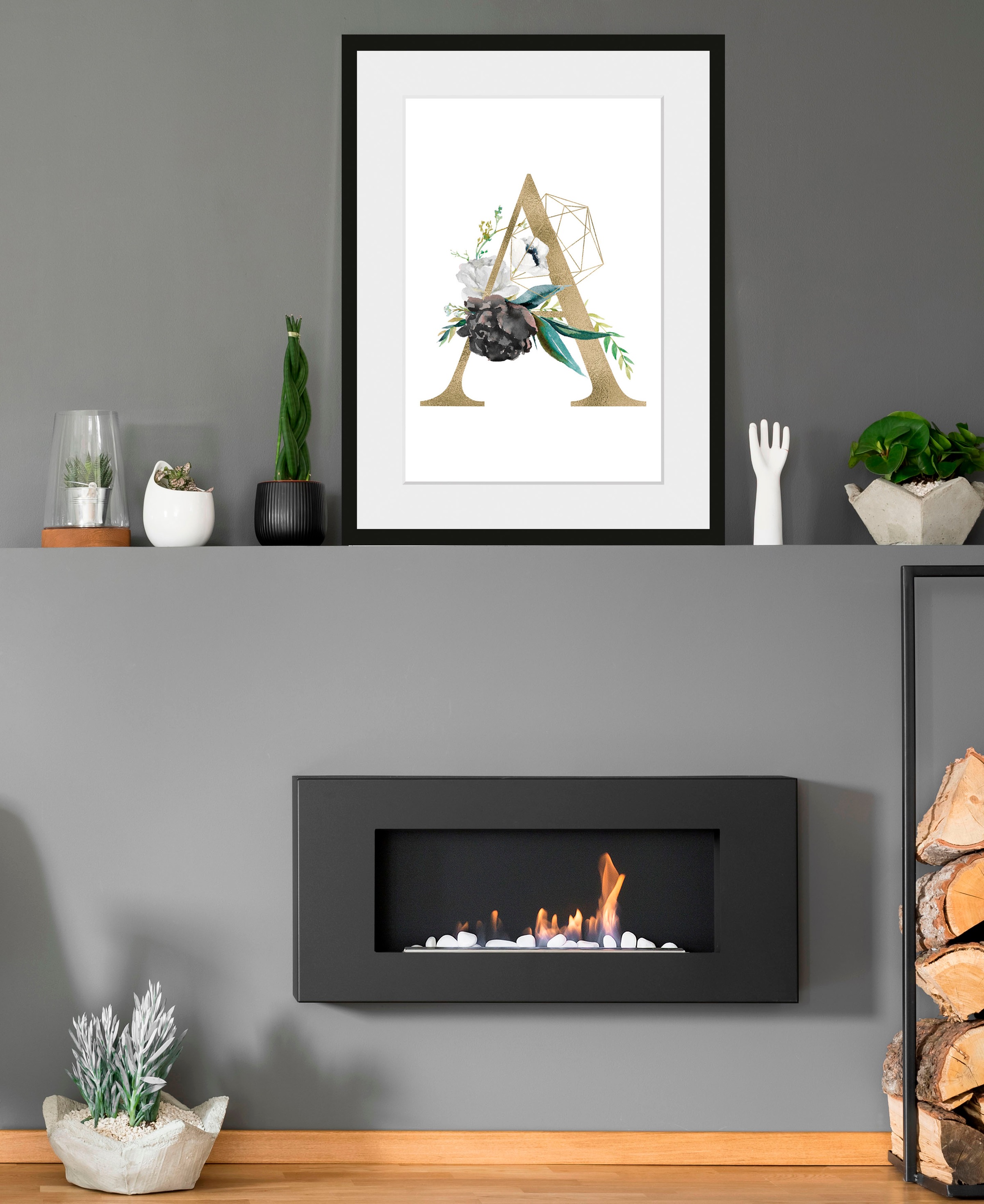 Bild QUEENCE "A", gold (farbe rahmen: schwarz, farbe bild(er): goldfarben), B:40cm H:50cm