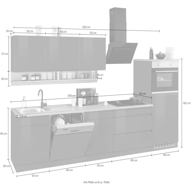 HELD MÖBEL Küche »Virginia«, Breite 300 cm, mit E-Geräten auf Raten kaufen