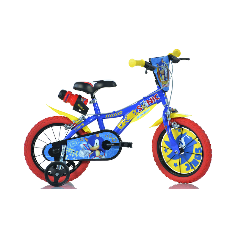 DINO Kinderfahrrad »Sonic« 1 Gang mit Stützrädern, Trinkflasche und Frontschild blau
