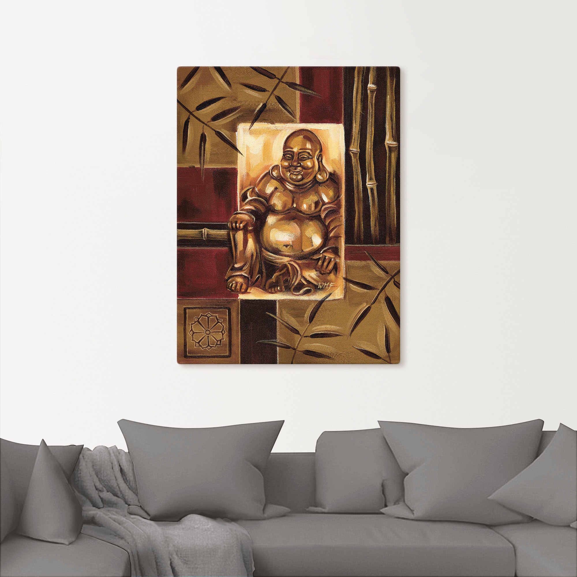 Artland Wandbild »Lachender Buddha«, Religion, (1 St.), als Leinwandbild, Poster in verschied. Größen