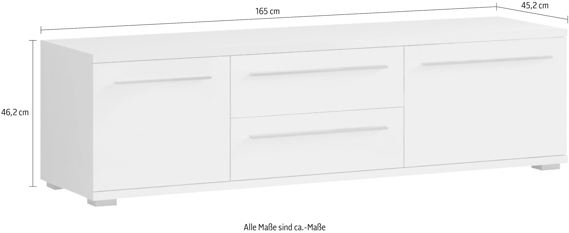 Places of Style Lowboard »Piano TV-Kommode in Breite 165 oder 180 cm mit Soft-Close-Funktion«, Hochglanz UV-lackiert, Br 180 cm mit versch. Tür- und Schubkastenmaße