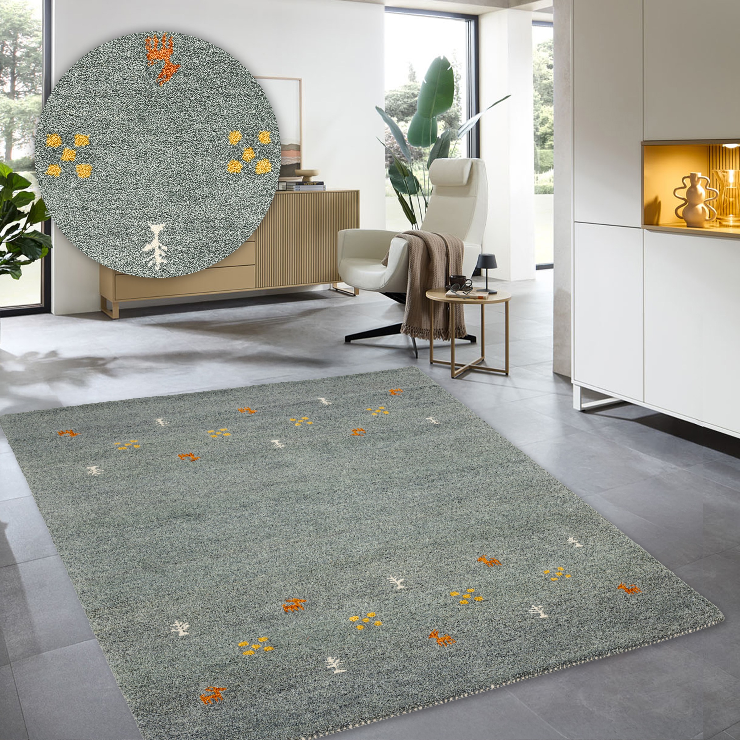 THEKO Wollteppich »Gabbeh Motiv, Handweb Teppich, Tiermotiv, reine Wolle, h günstig online kaufen