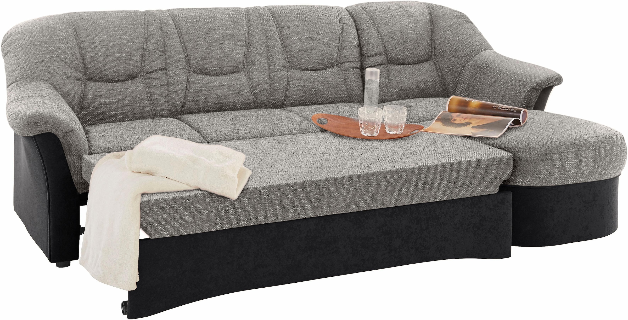 DOMO collection Ecksofa »Sarafina zeitlos und komfortabel, optional mit Federkern, L-Form«, wahlweise mit Bettfunktion