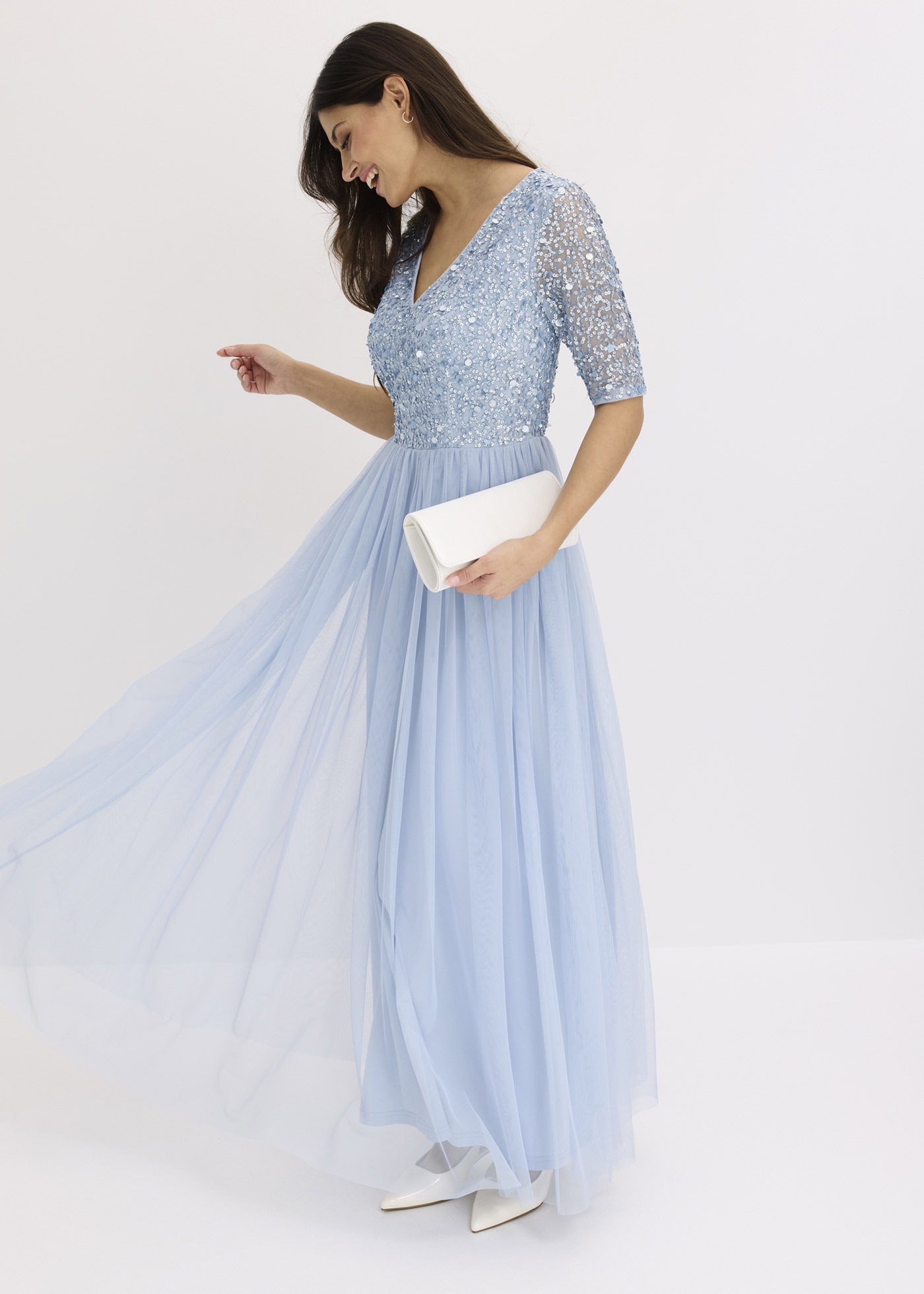 bonprix Abendkleid für festliche Anlässe, mit Tüll-Rock und Pailletten im Oberteil
