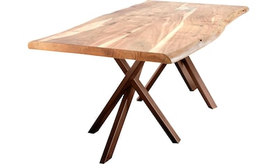 SIT Esstisch »Tables«, mit Baumkante und extravagantem Gestell aus Metall, Shabby... kaufen