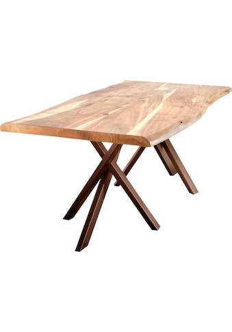 SIT Esstisch »Tables«, mit Baumkante und extravagantem Gestell aus Metall, Shabby... kaufen