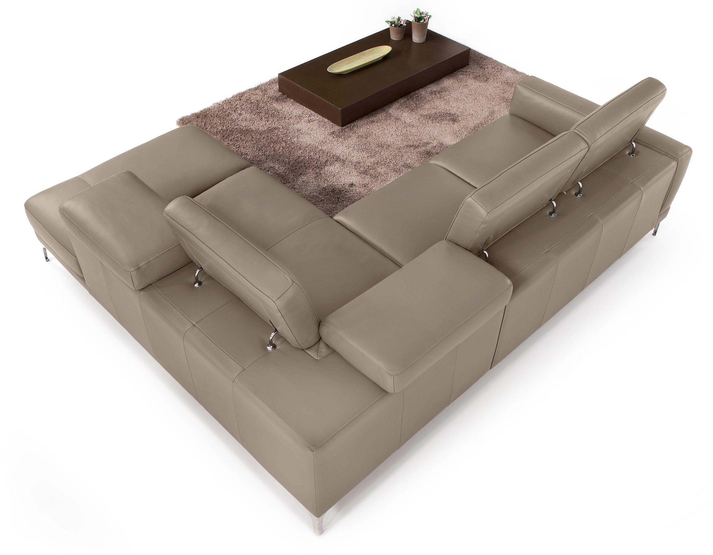 Egoitaliano Ecksofa »Claudie, Designsofa mit extrakomfortablem Sitzkomfort«, Inkl. Kopfteilverstellung, L-Form
