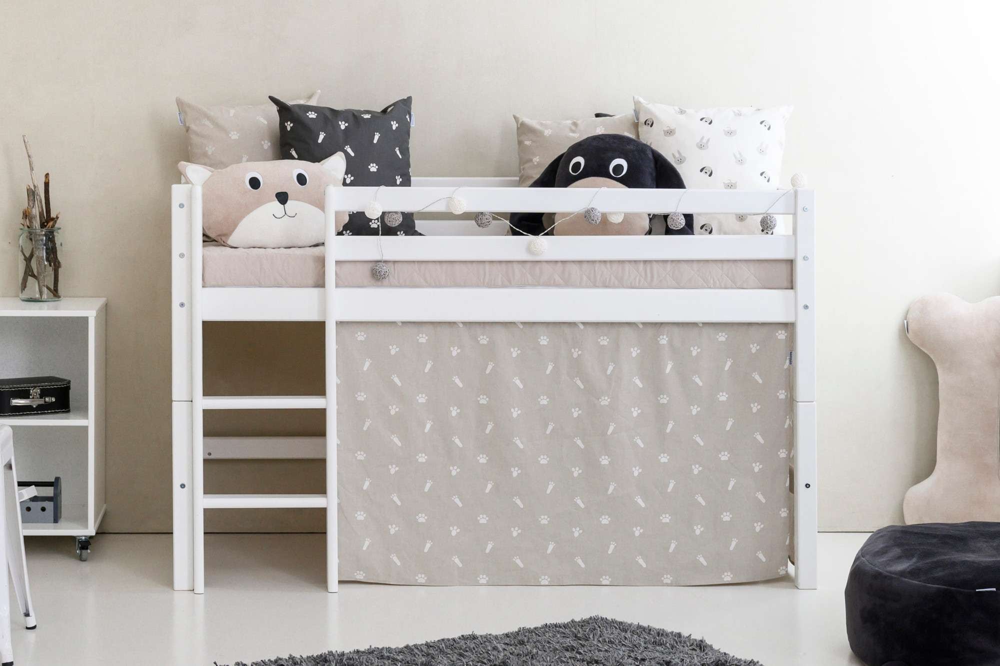 Hoppekids Hochbett »ECO Dream, Kinderbett, Spielbett, Halbhohes Bett aus Massivholz«, inkl. Vorhang-Set Creator, Bettgröße & Matratze wählbar