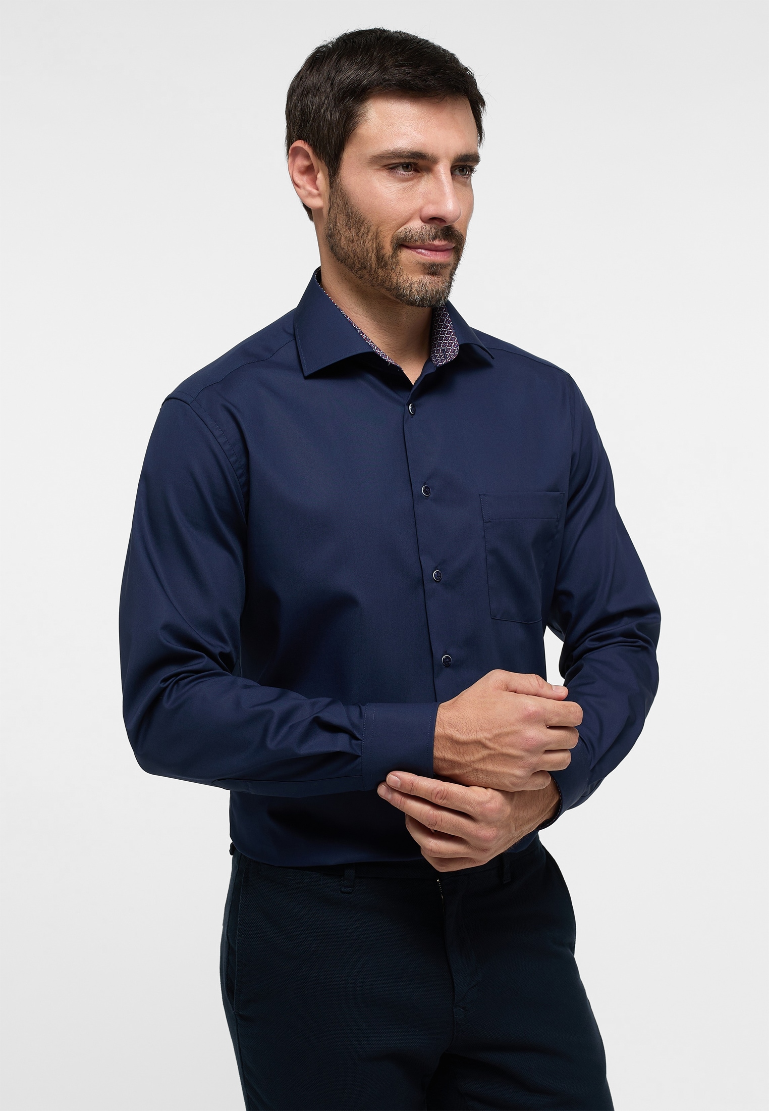 Langarmhemd "MODERN FIT", Gr. 44 - verlängerte Ärmellängen, navy verlängerte Ärmellängen