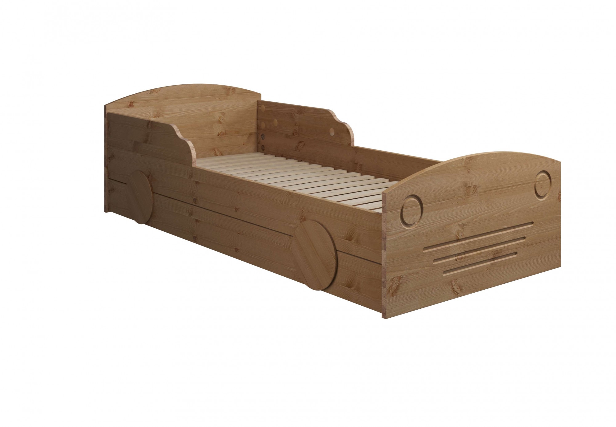 Lüttenhütt Kinderbett »Levke, zertifiziertes Massivholz (Kiefer), 90x200cm + 80x160cm«, viel Stauraum, Rausfallschutz, inklusive Schubkasten und Lattenrost